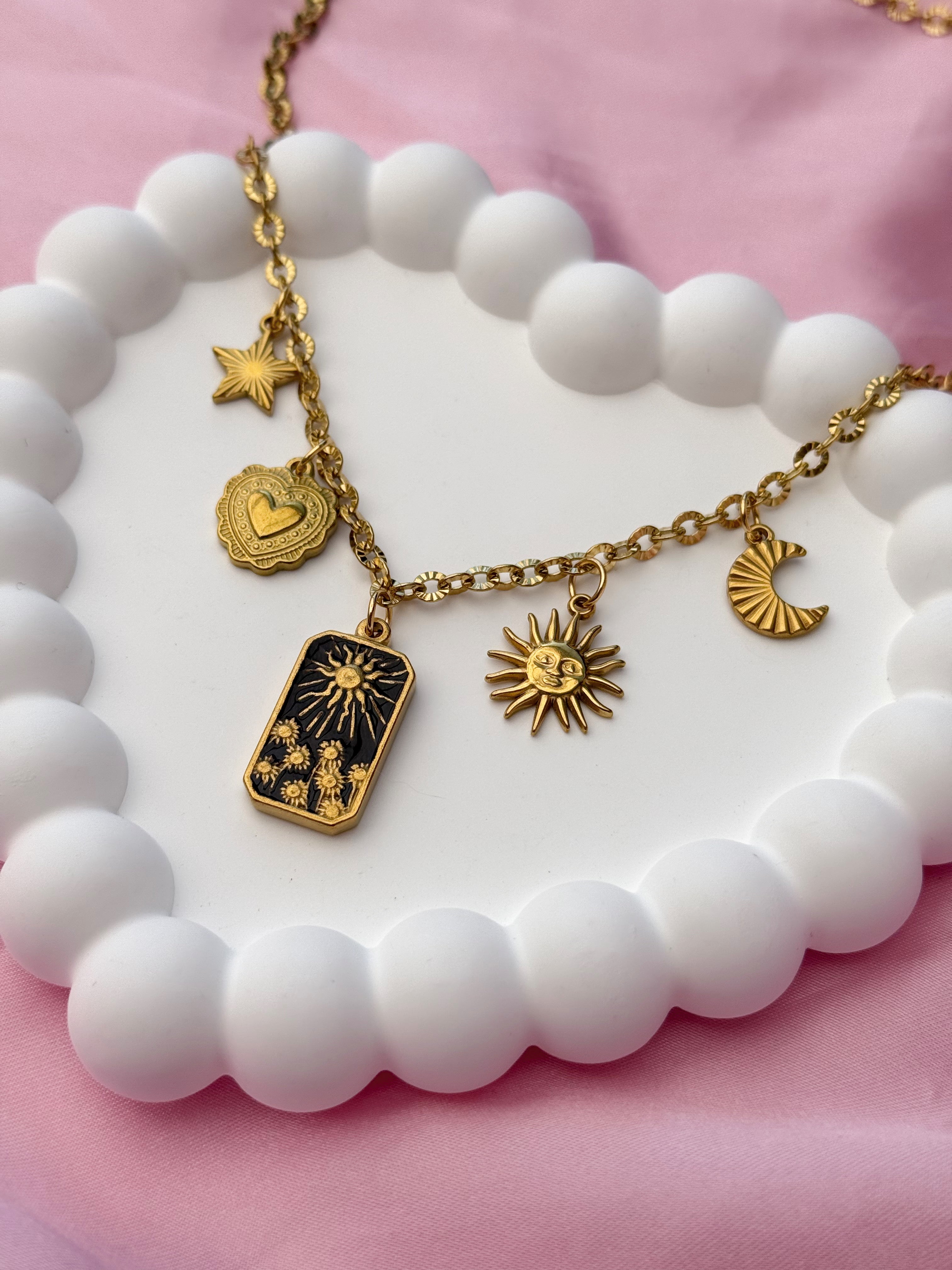Charm Necklace - Sunflower - Gold