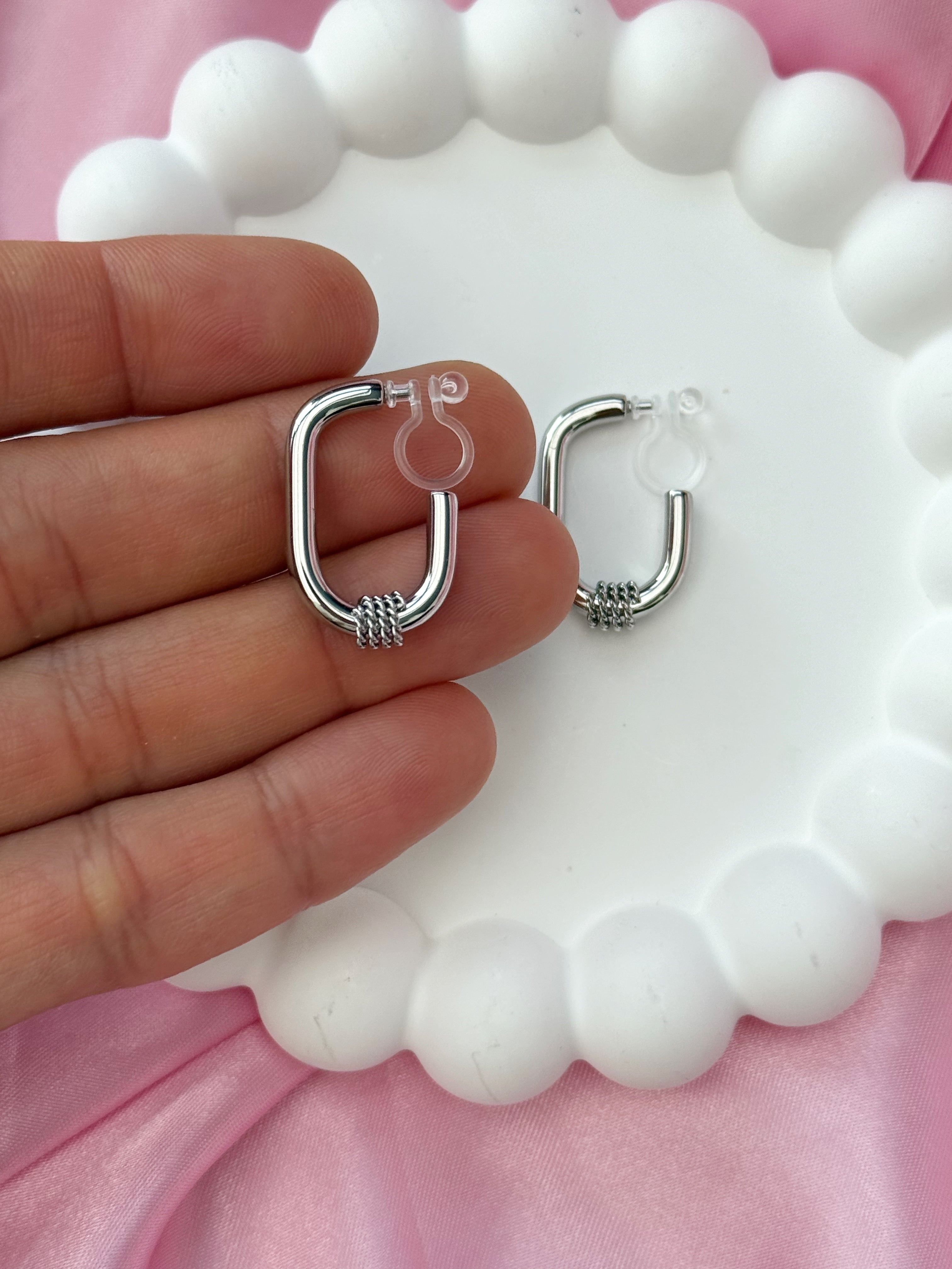 Clip on Earrings - Elegance in Every Detail - Silver
