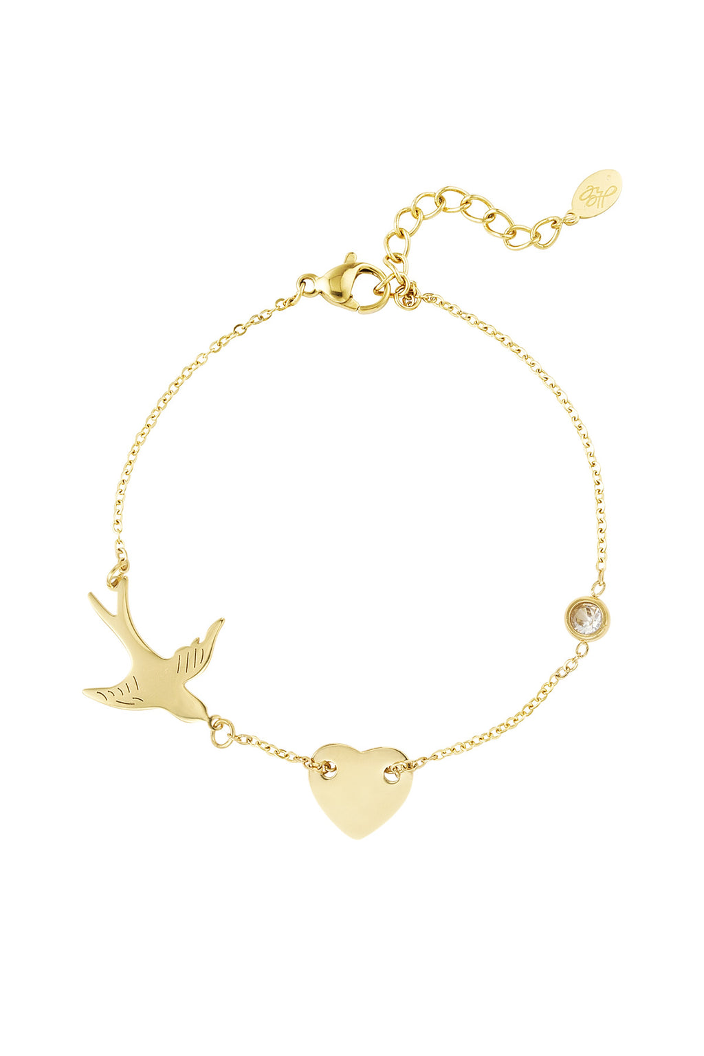 Armband met vogel en hartje