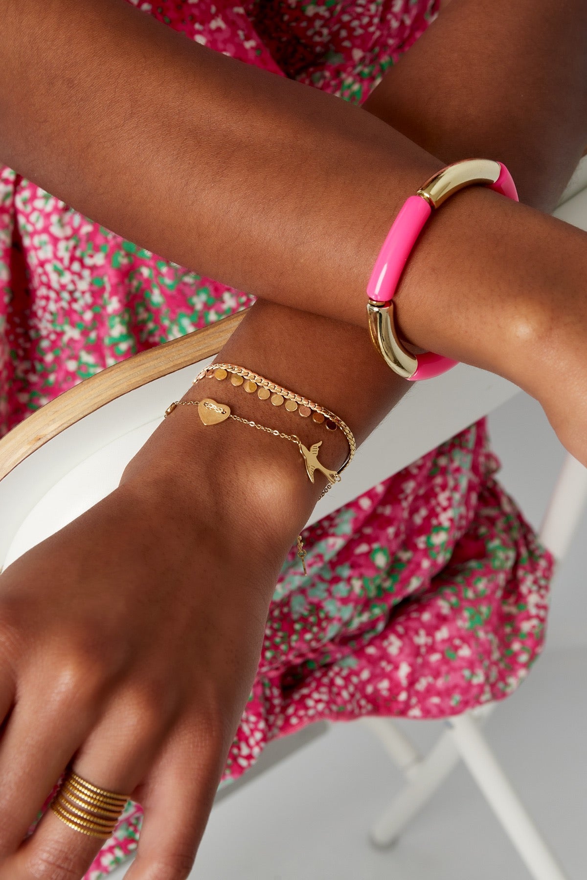 Armband met vogel en hartje