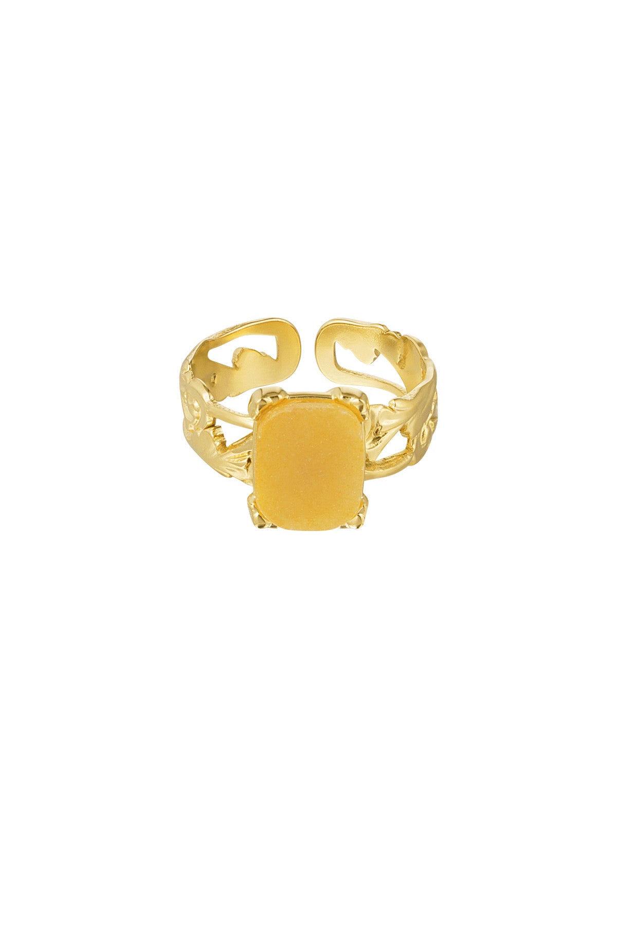 Ring met rechthoekige steen - Oranje