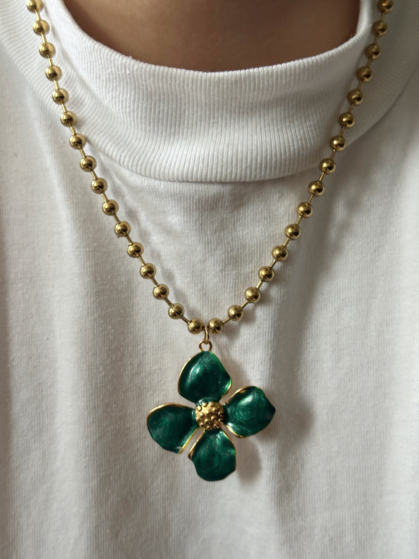 Green Flower Necklace