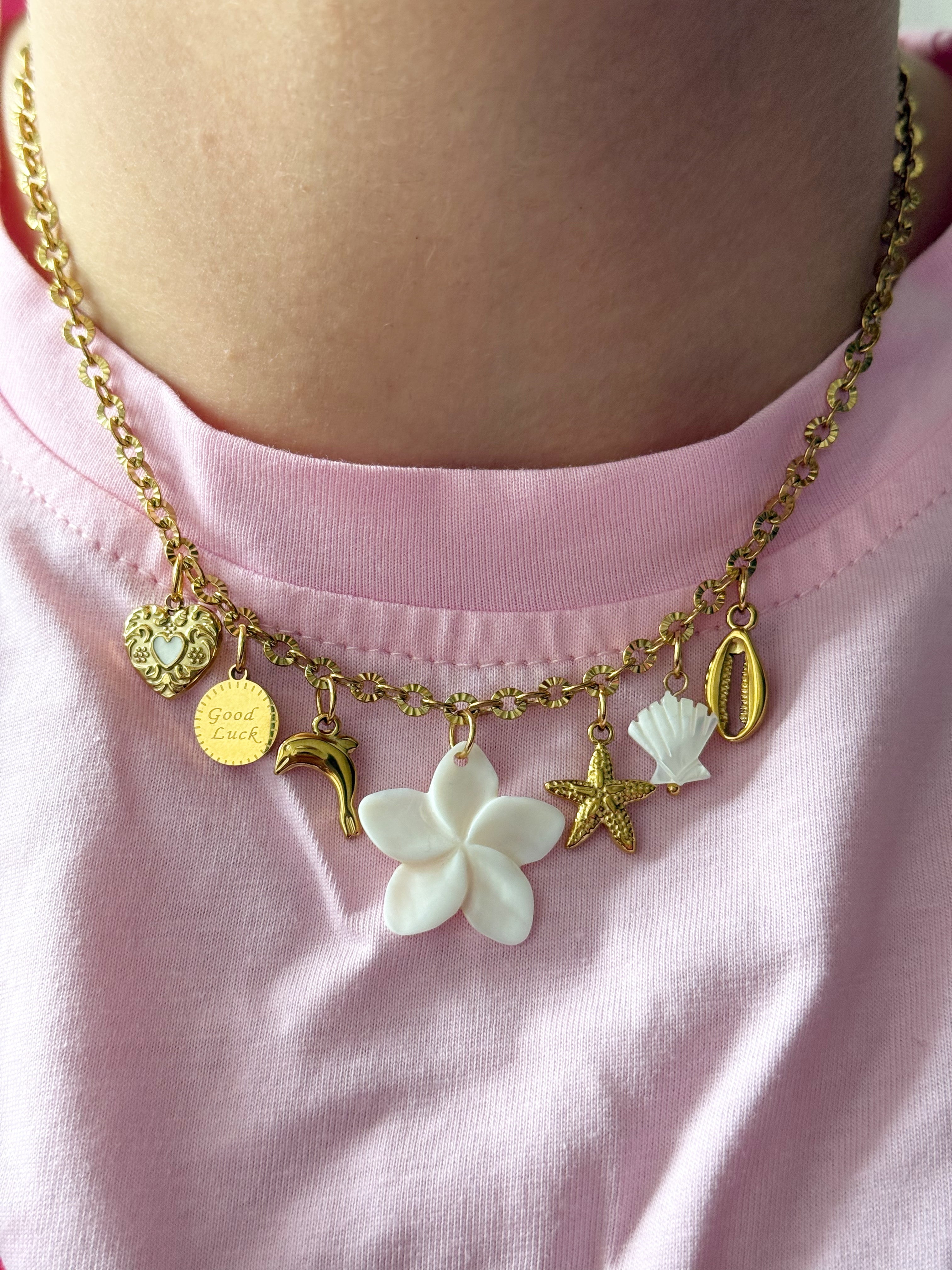 Charm Necklace - White Dolphin