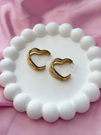 Clip on Earrings - Heart Shape - Gold