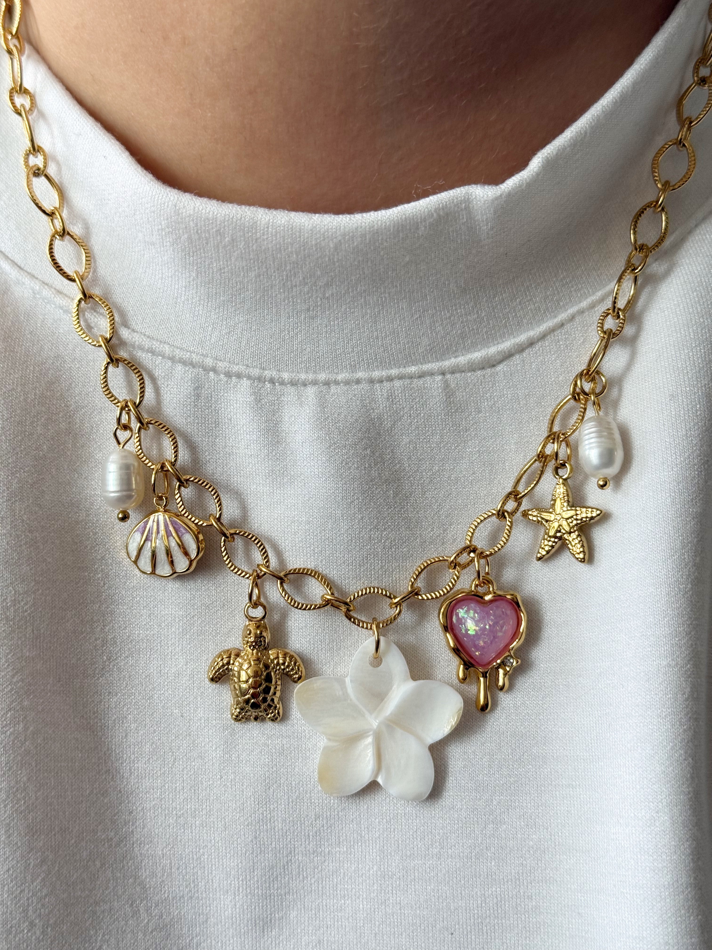 Charm Necklace - Flower Pink