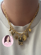 Charm Necklace - Black Sunflower