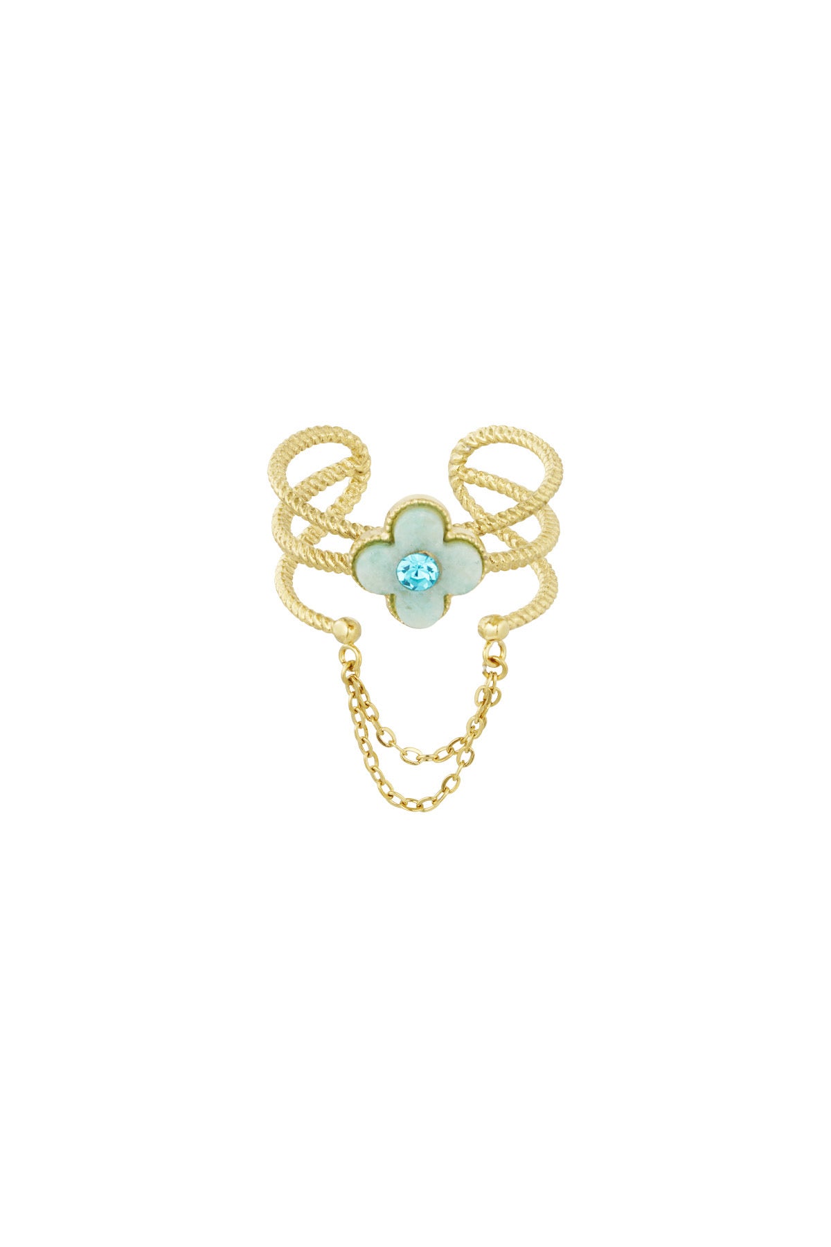 Ring met bloem - Turquoise