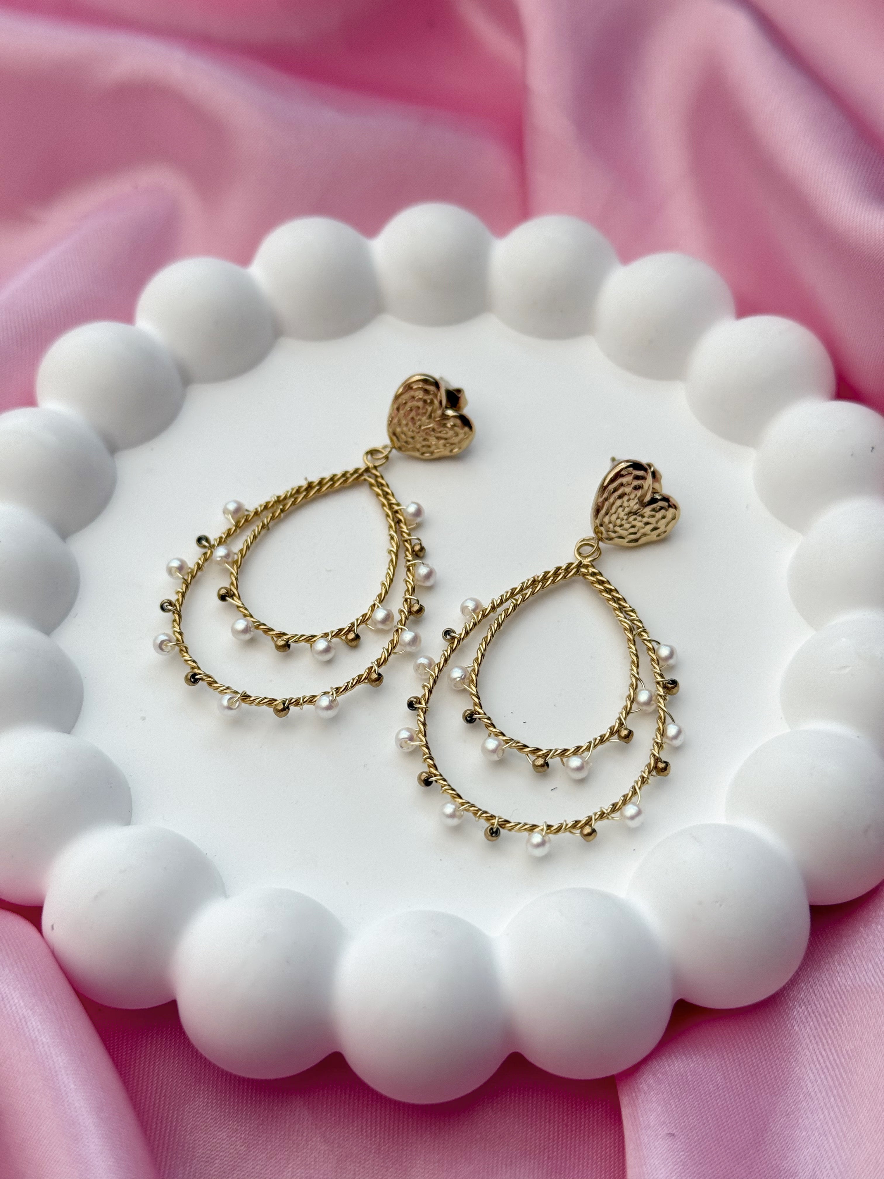 Earrings - Drop Pearls - Gold
