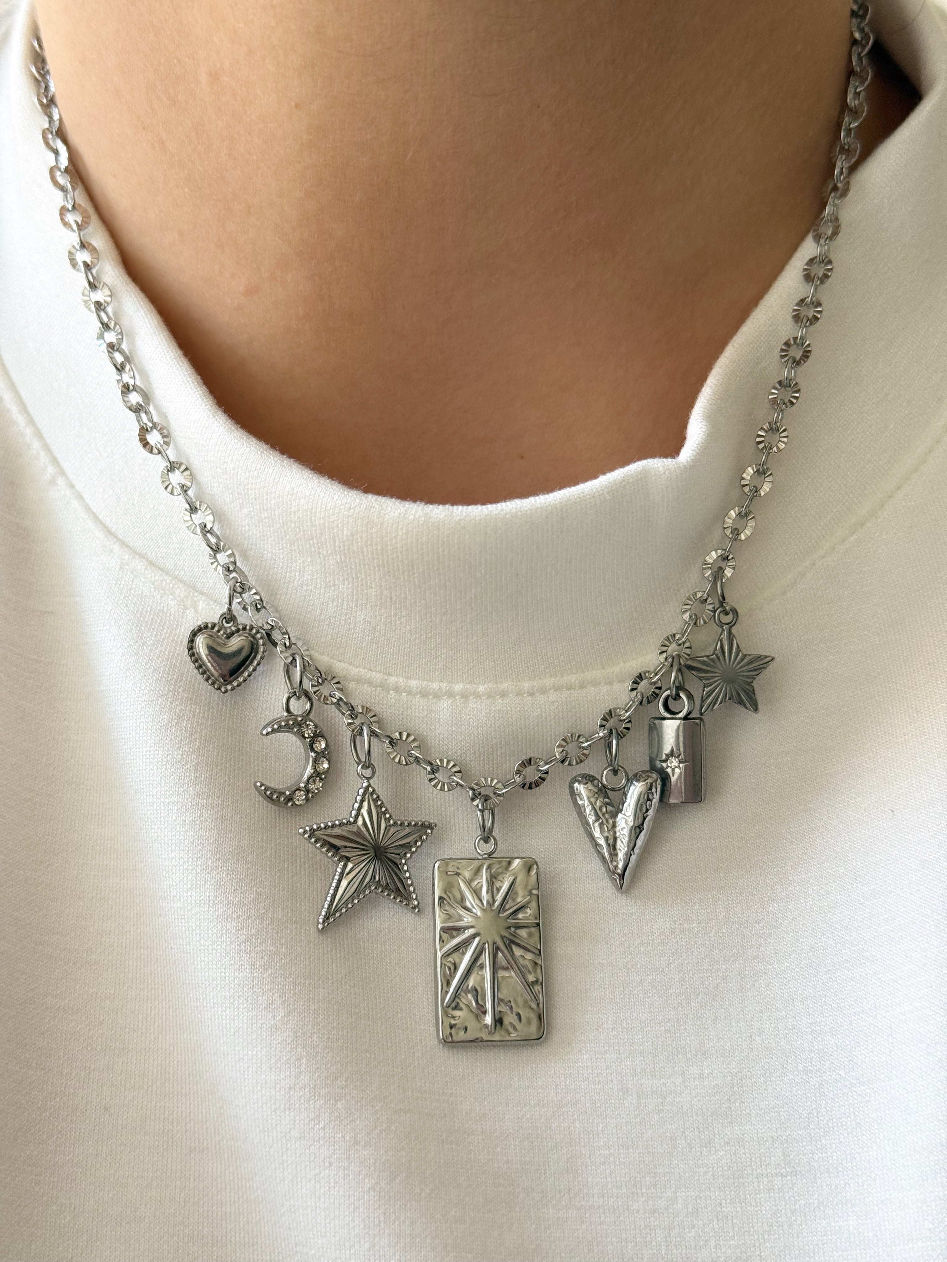 Charm Necklace - Sunny Mix - Silver