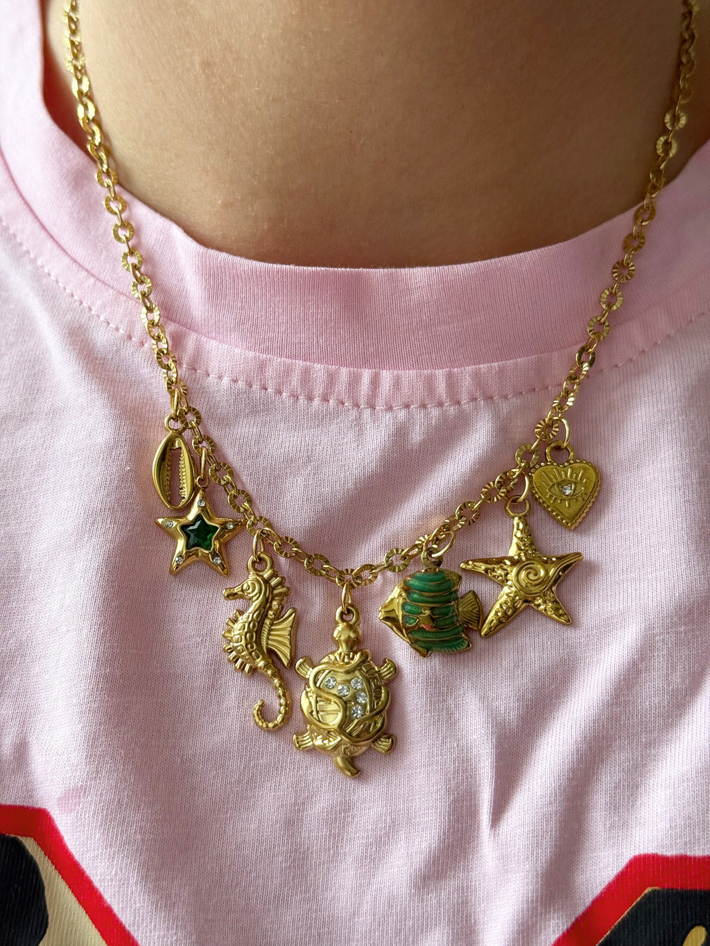 Charm Necklace - Turtle Green