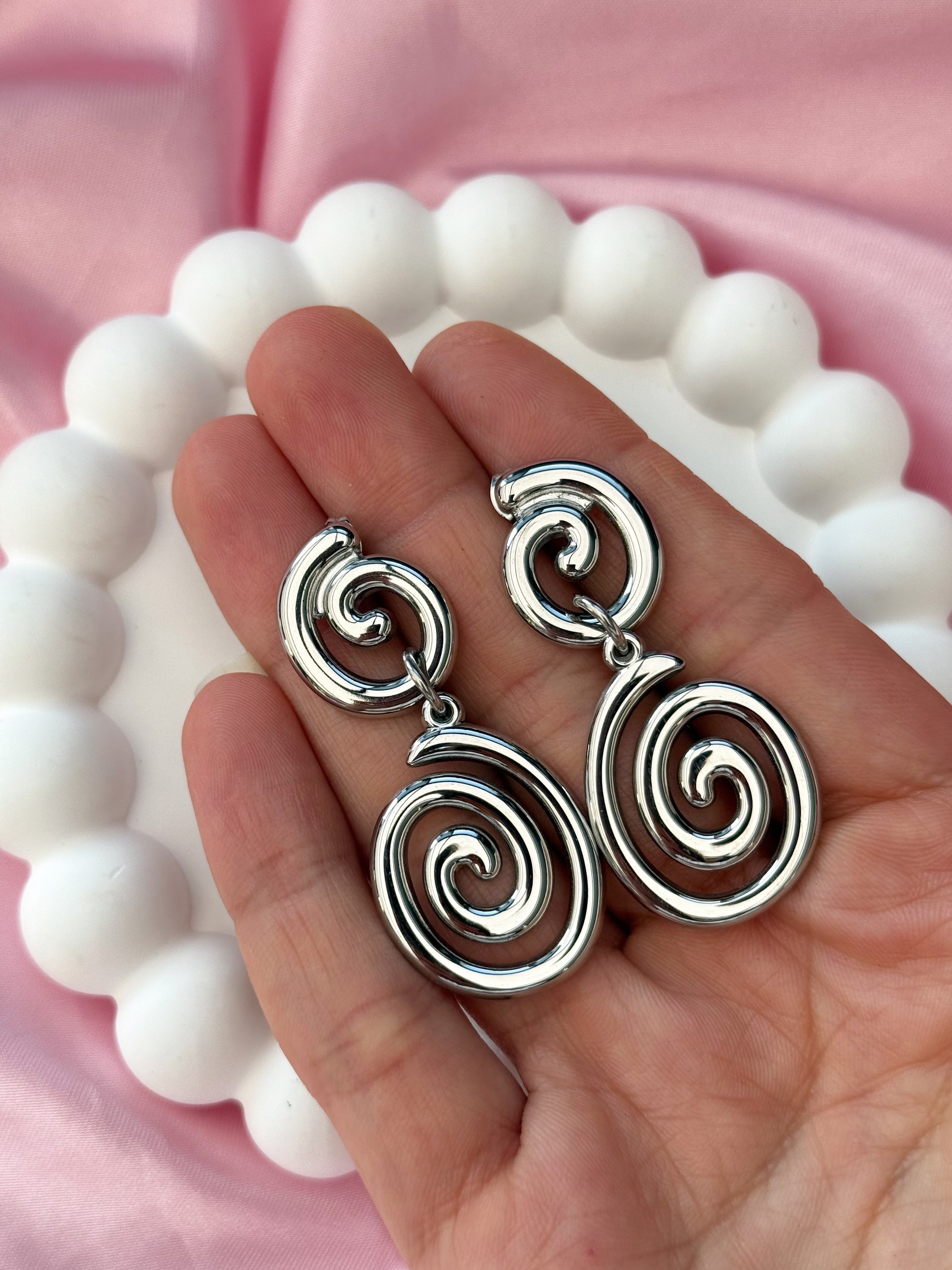 Earrings - Sea Swirl - Silver
