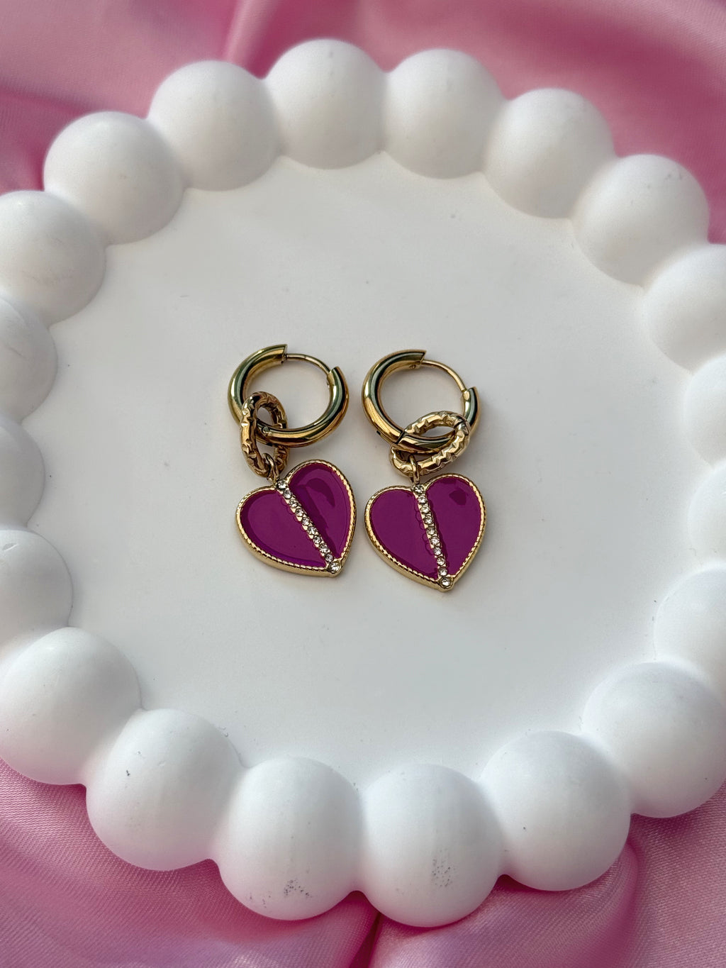 Earrings - Pink Heart Zirconia