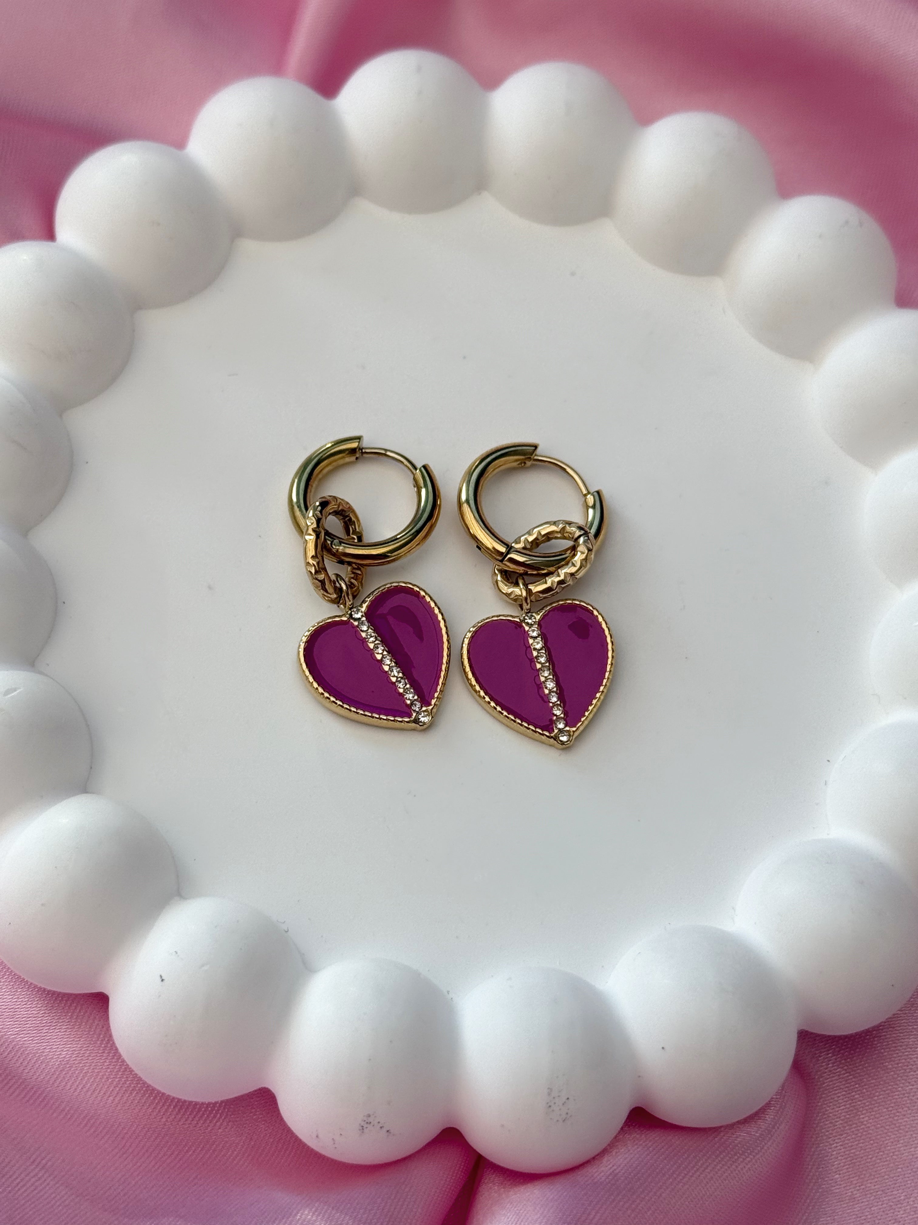 Earrings - Pink Heart Zirconia