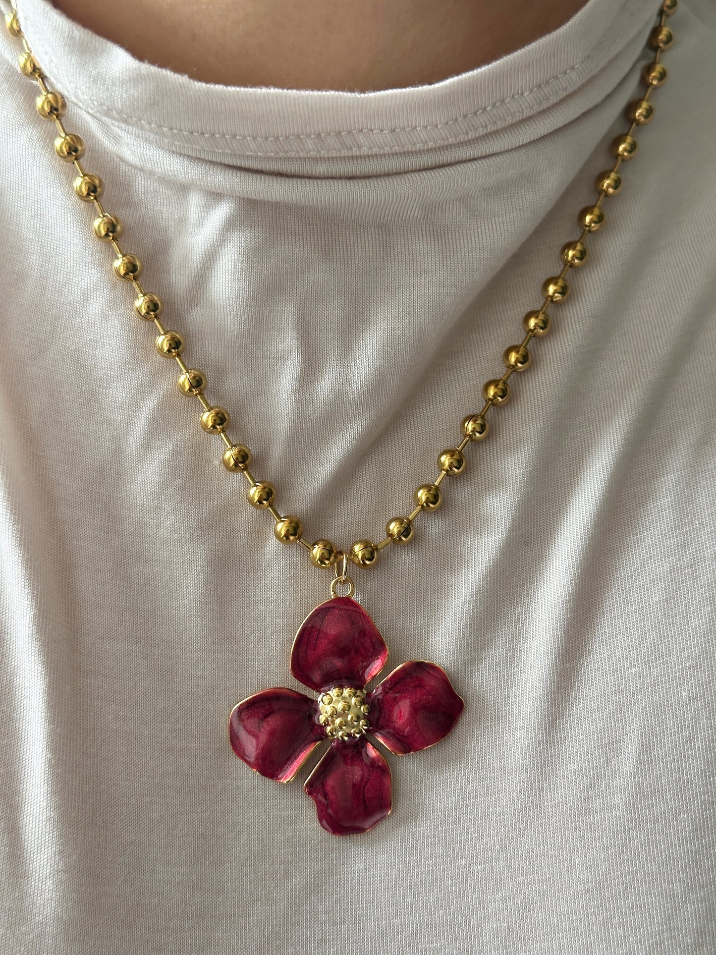 Red Flower Necklace