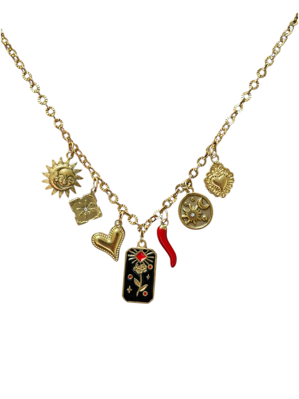 Charm Necklace - Vintage Red