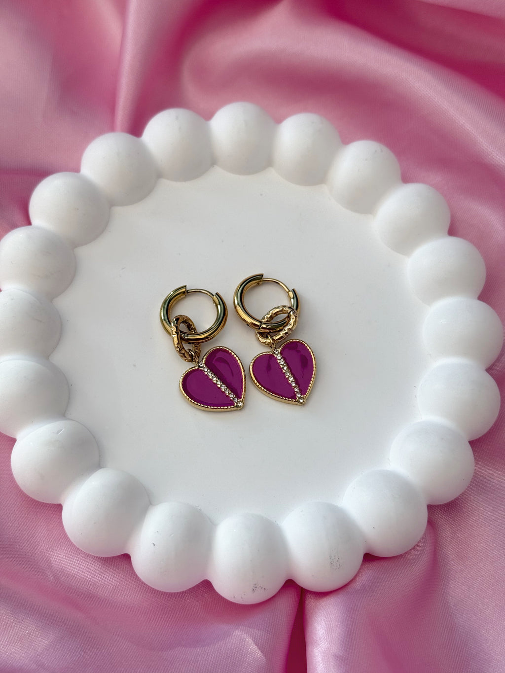 Earrings - Pink Heart Zirconia