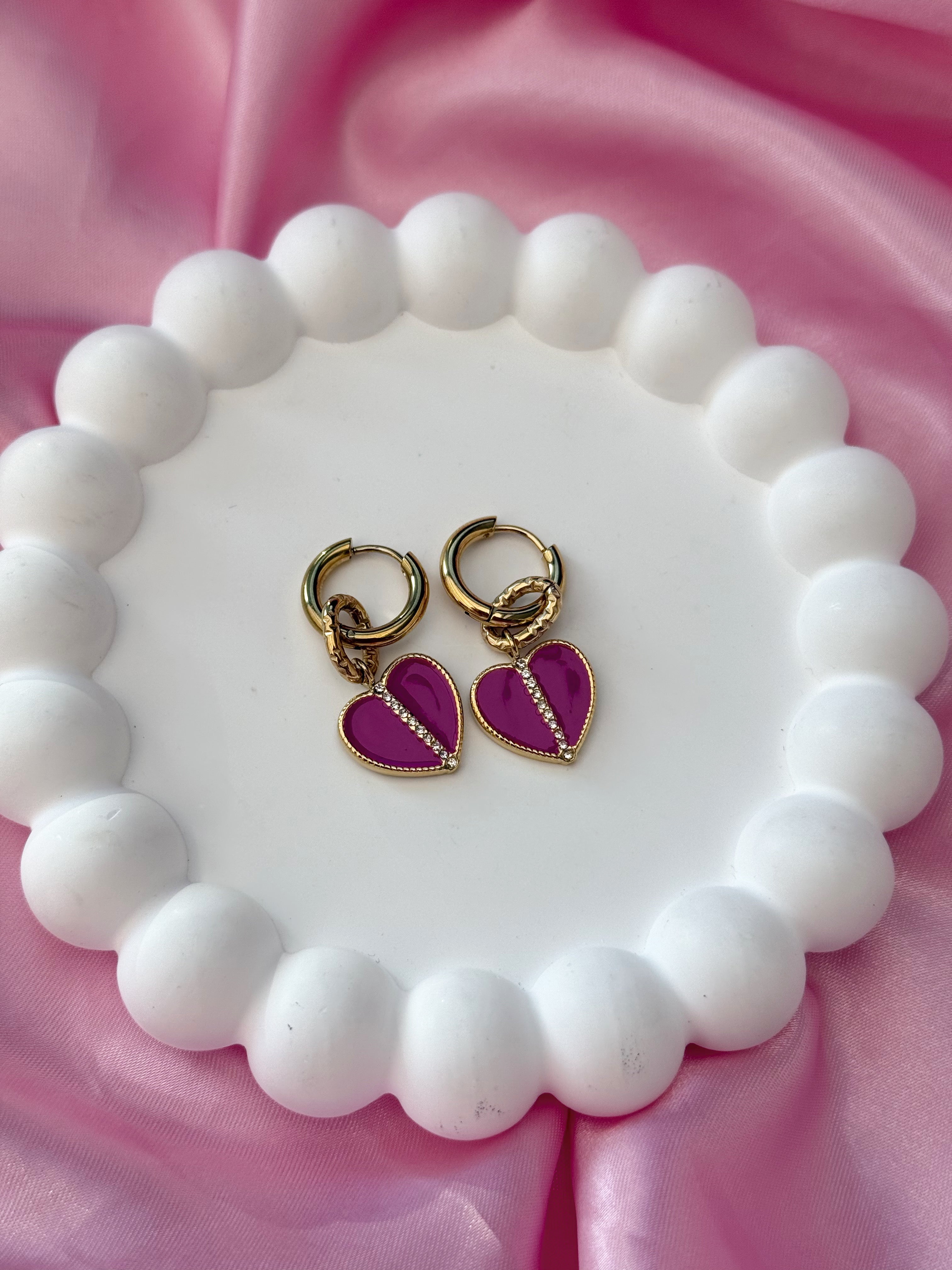 Earrings - Pink Heart Zirconia