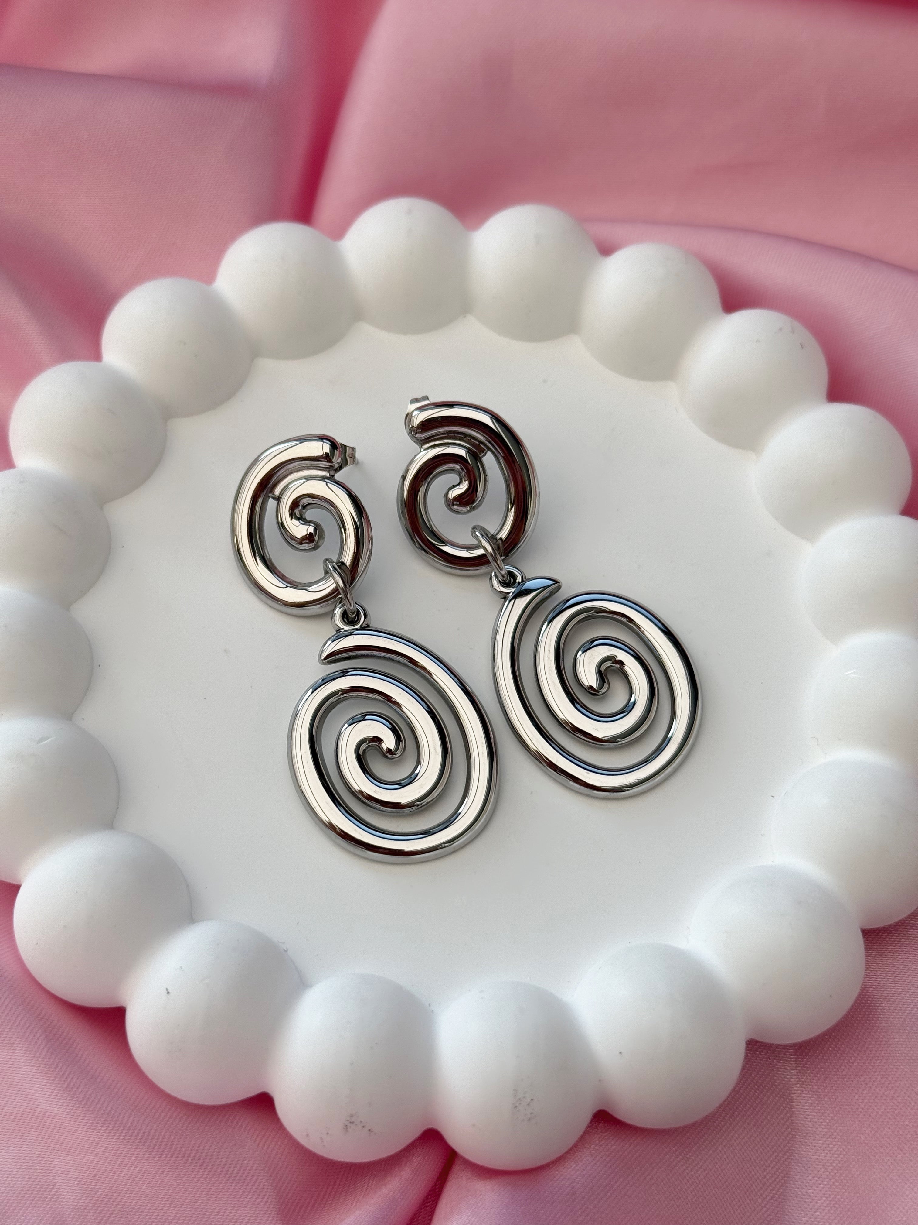Earrings - Sea Swirl - Silver