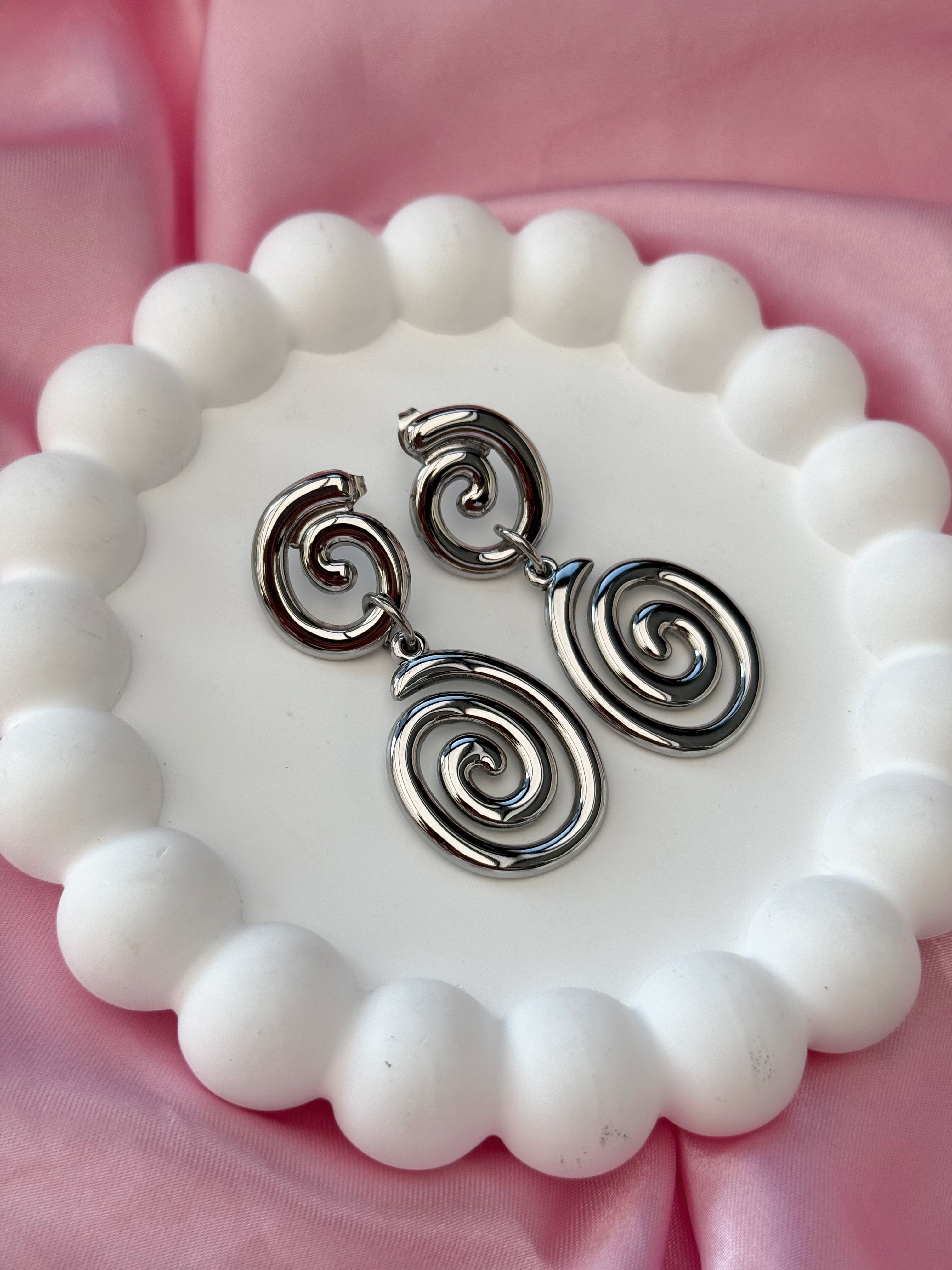 Earrings - Sea Swirl - Silver