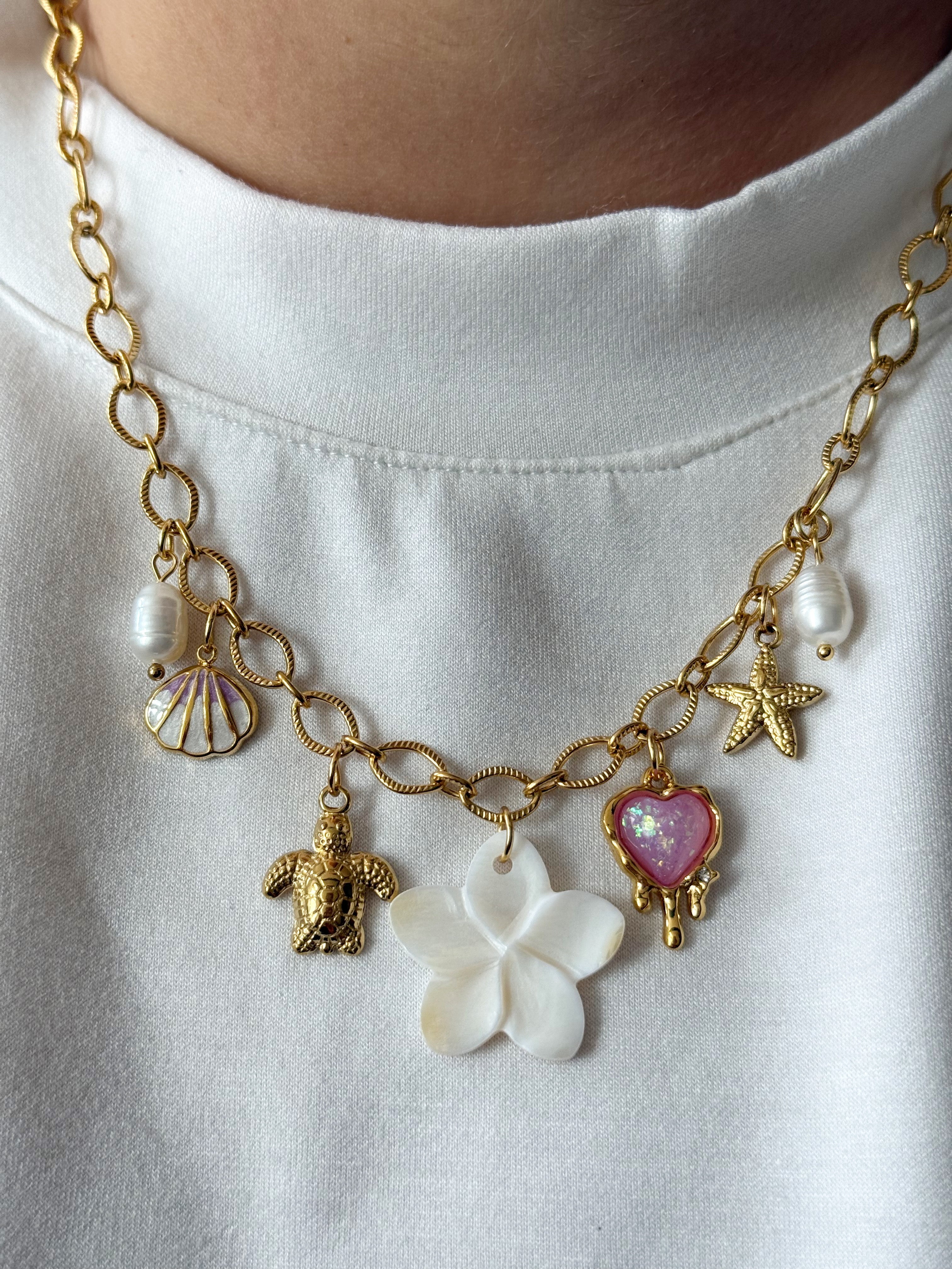 Charm Necklace - Flower Pink