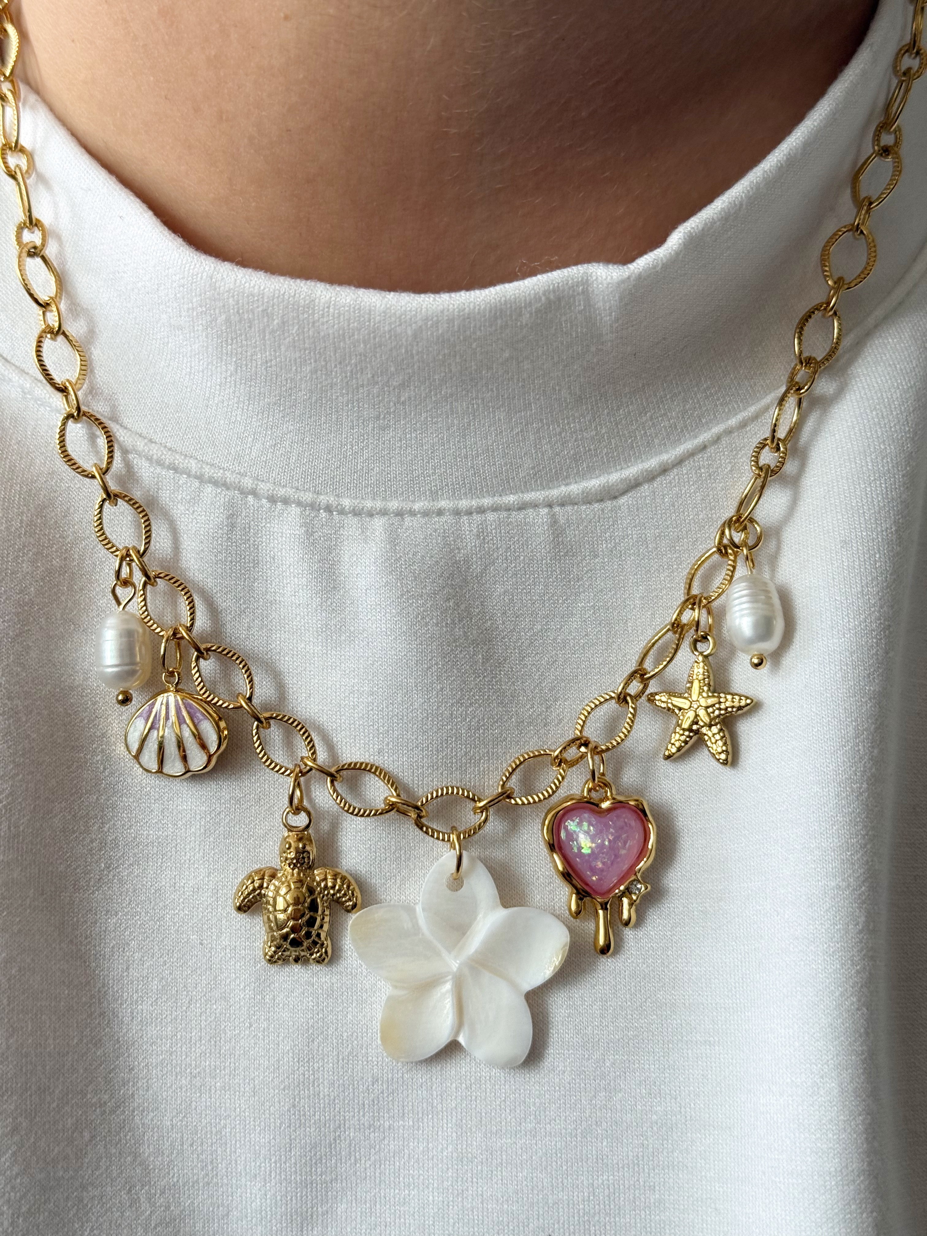 Charm Necklace - Flower Pink