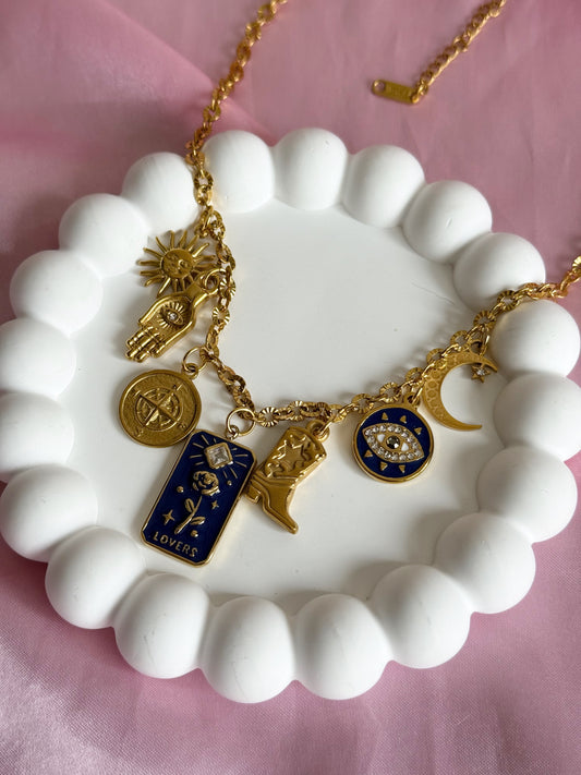 Charm Necklace - Blue Rose