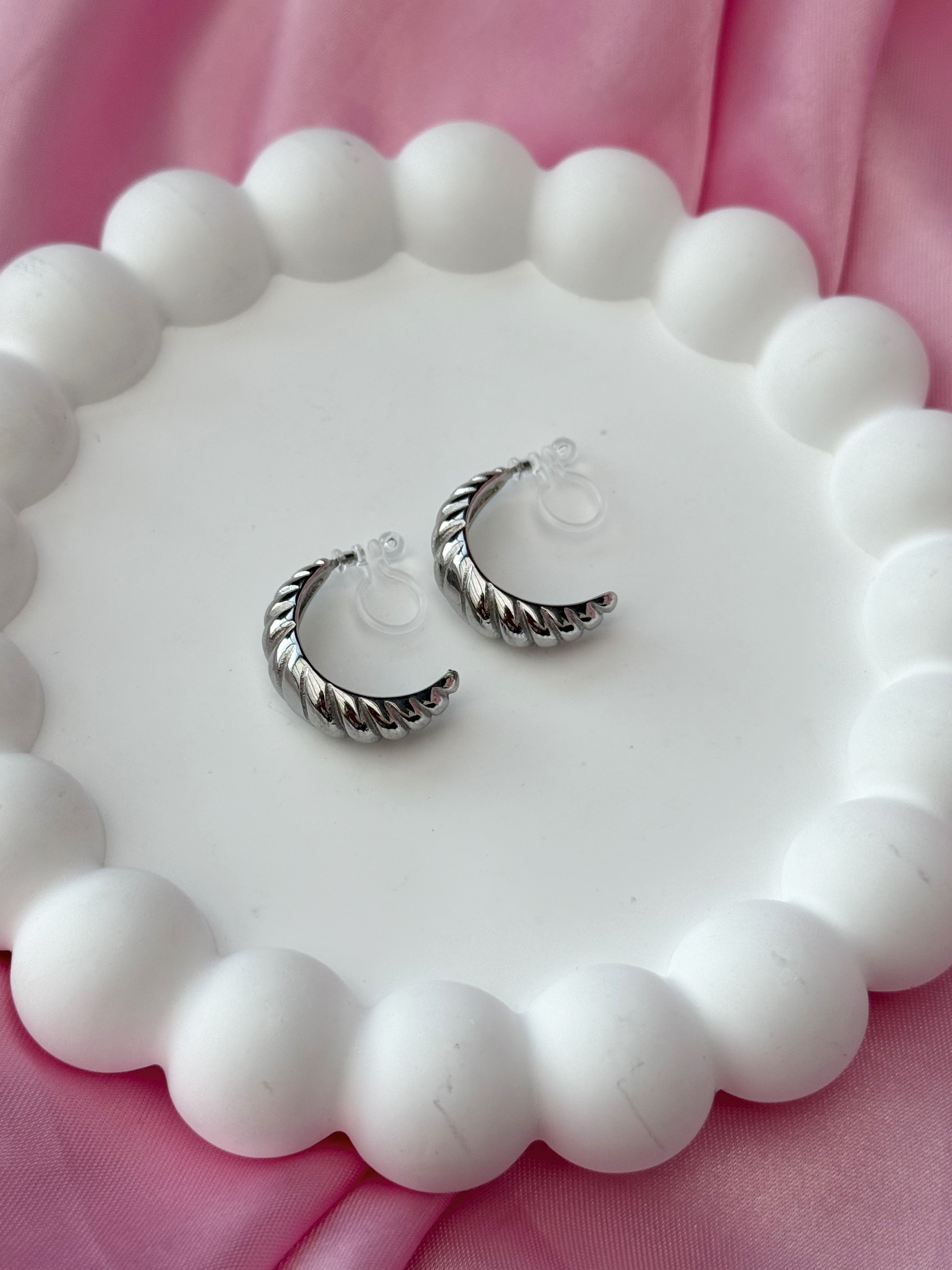 Clip on Earrings - Croissant Si Vouis Plait - Silver