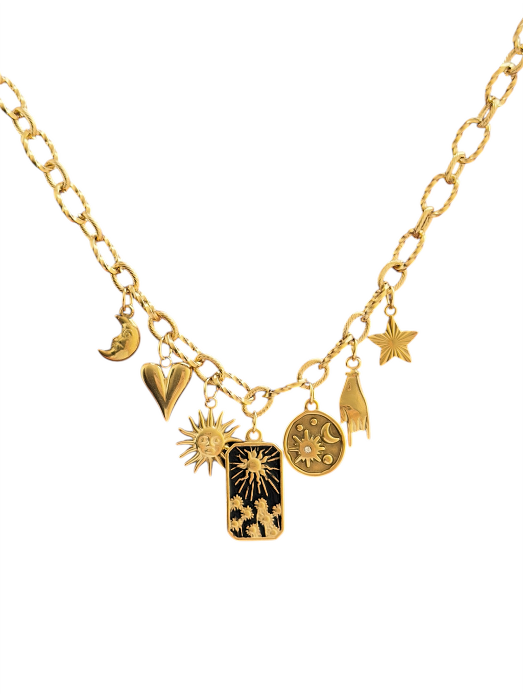 Charm Necklace - Black Sunflower