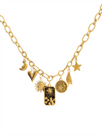 Charm Necklace - Black Sunflower