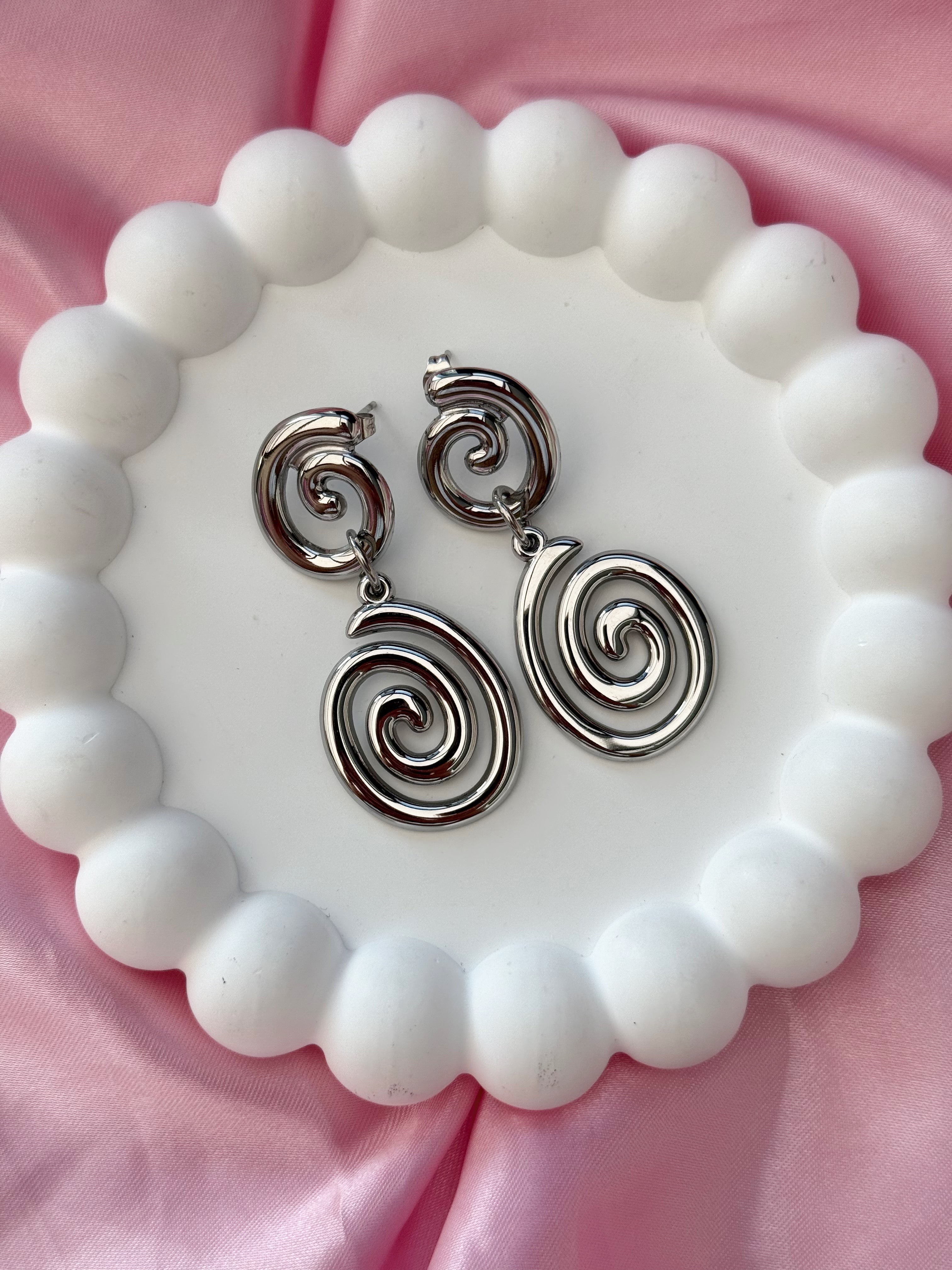 Earrings - Sea Swirl - Silver
