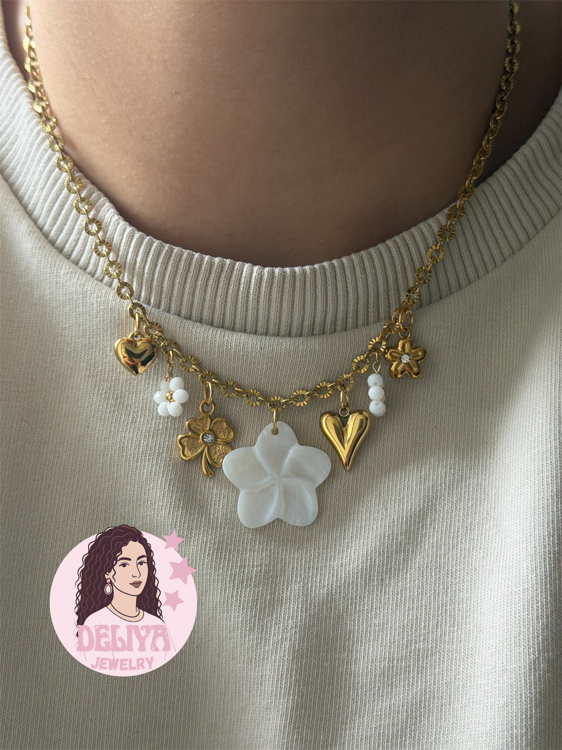 Charm Necklace - Flower love