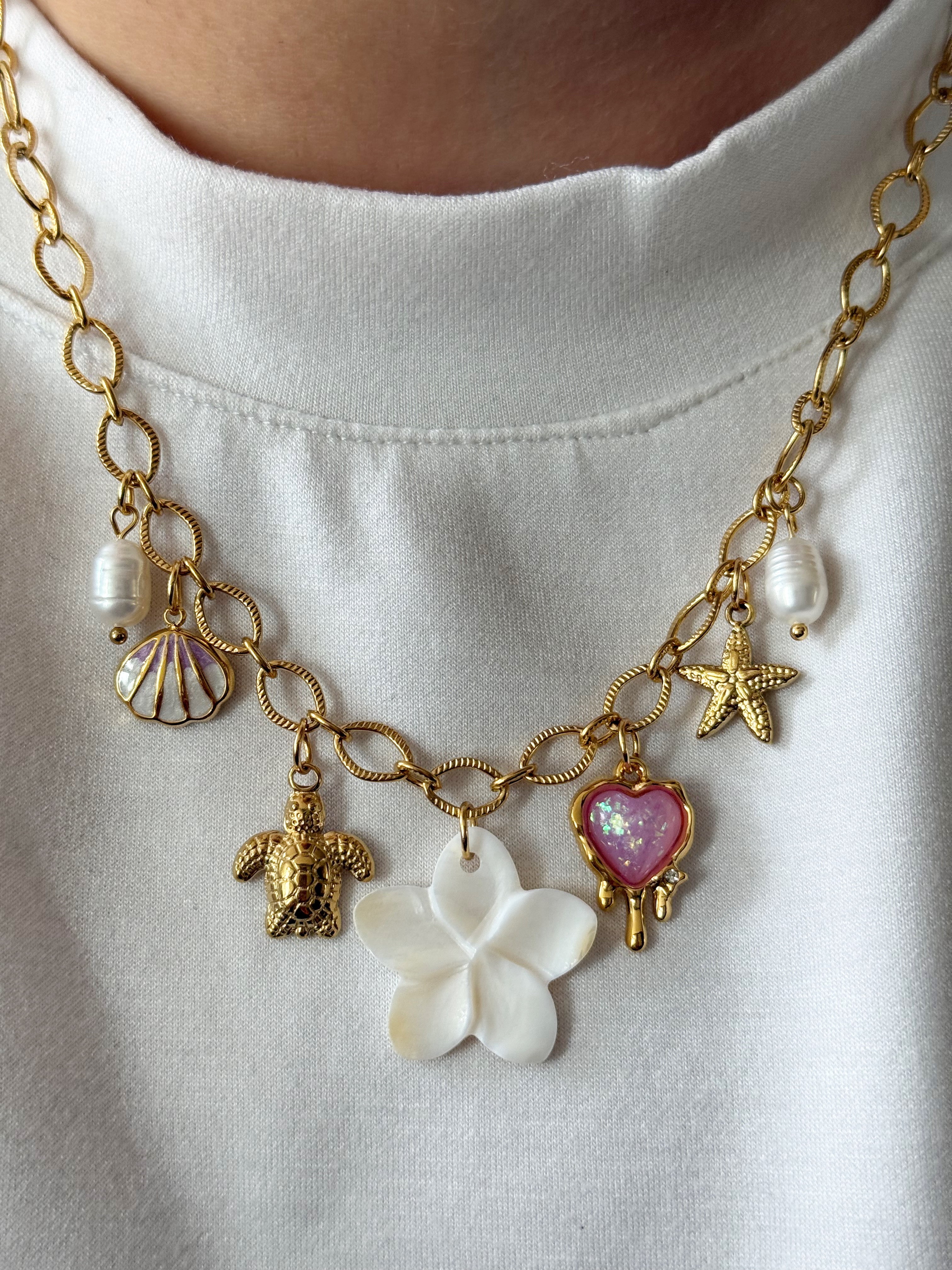 Charm Necklace - Flower Pink