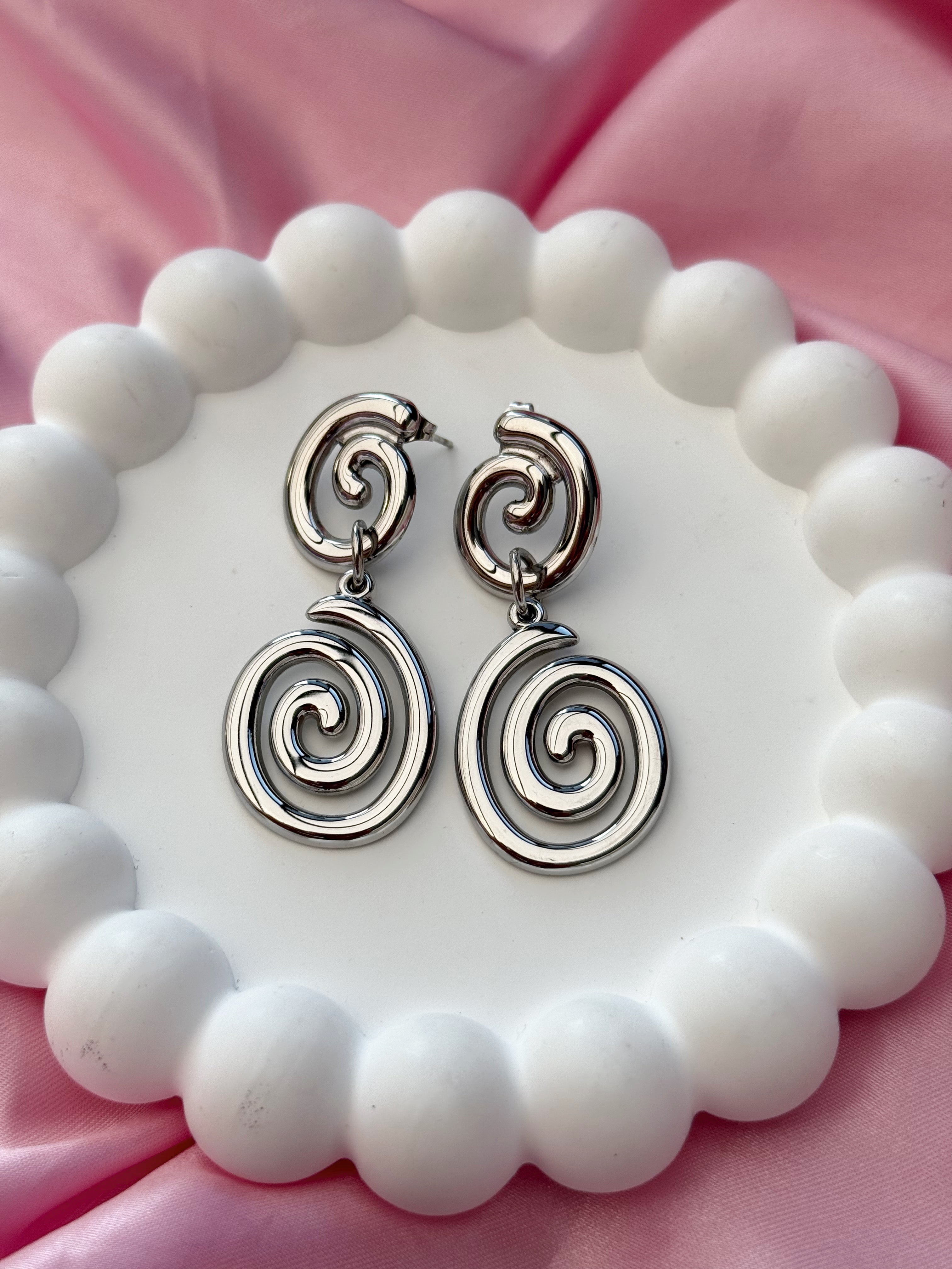 Earrings - Sea Swirl - Silver