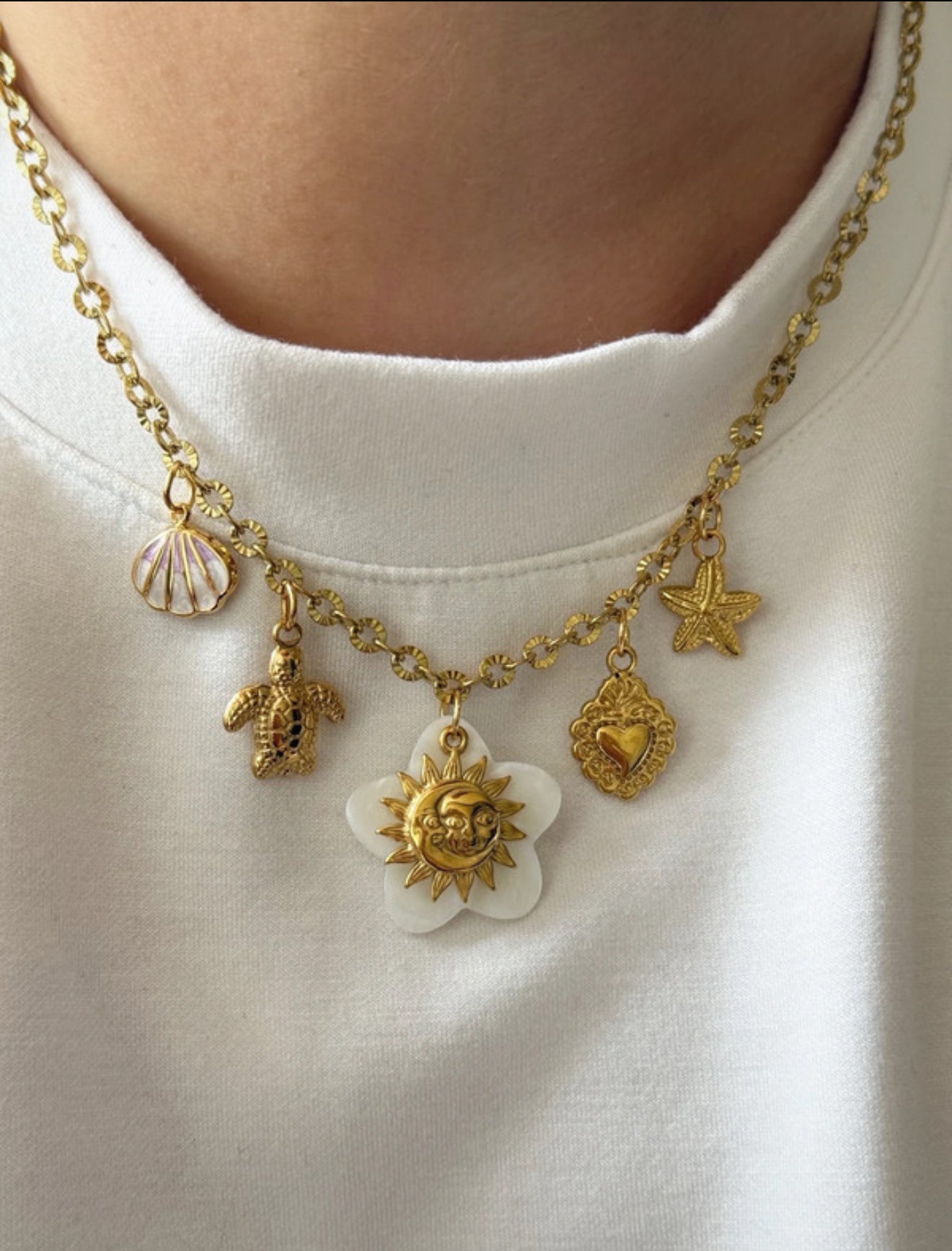 Charm Necklace - Sunset flower pink