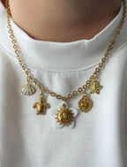 Charm Necklace - Sunset flower Turquoise