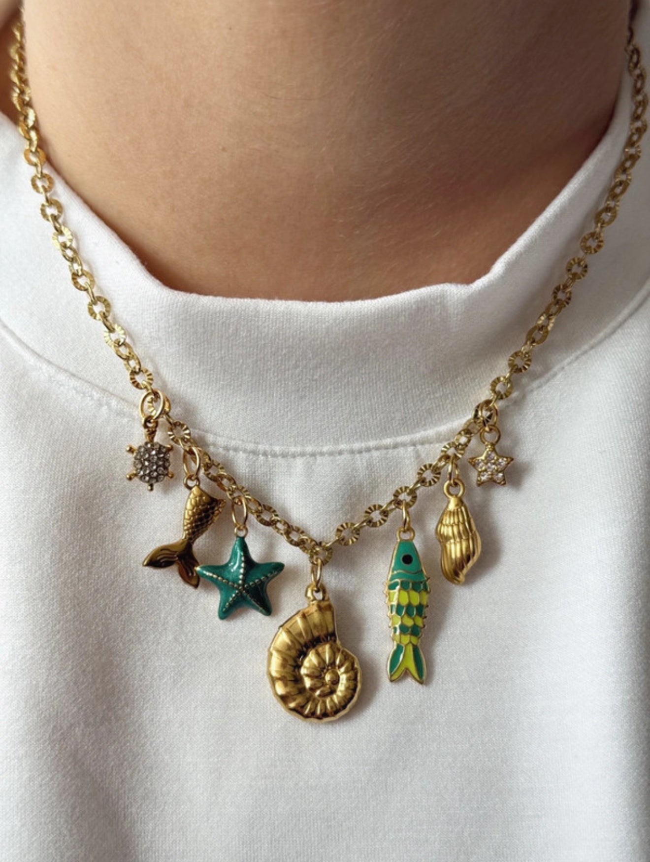 Charm Necklace - Green Sea