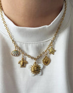 Charm Necklace - Sunset flower Turquoise