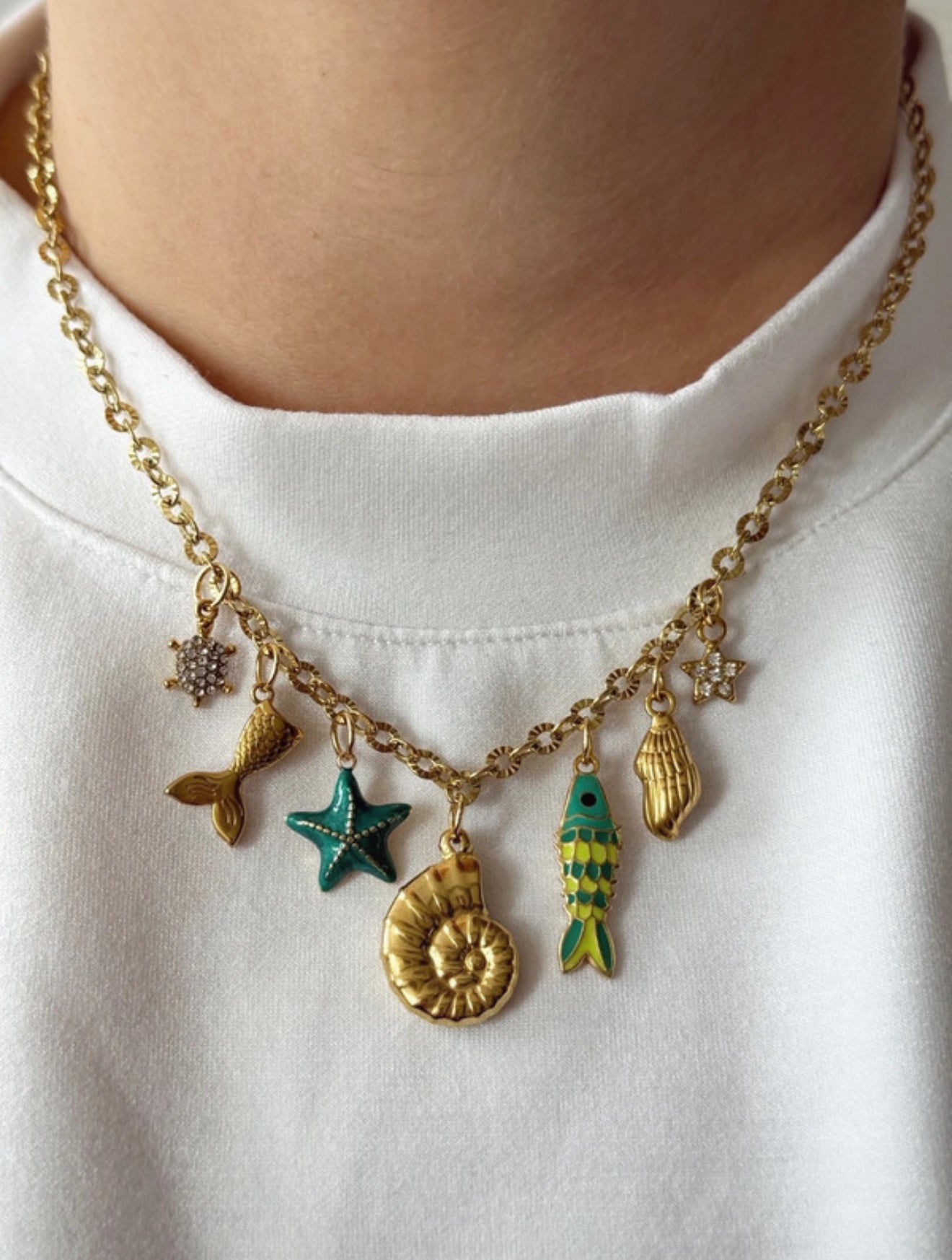 Charm Necklace - Green Sea
