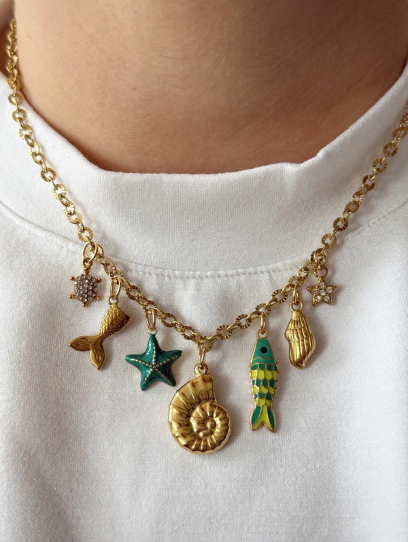 Charm Necklace - Green Sea