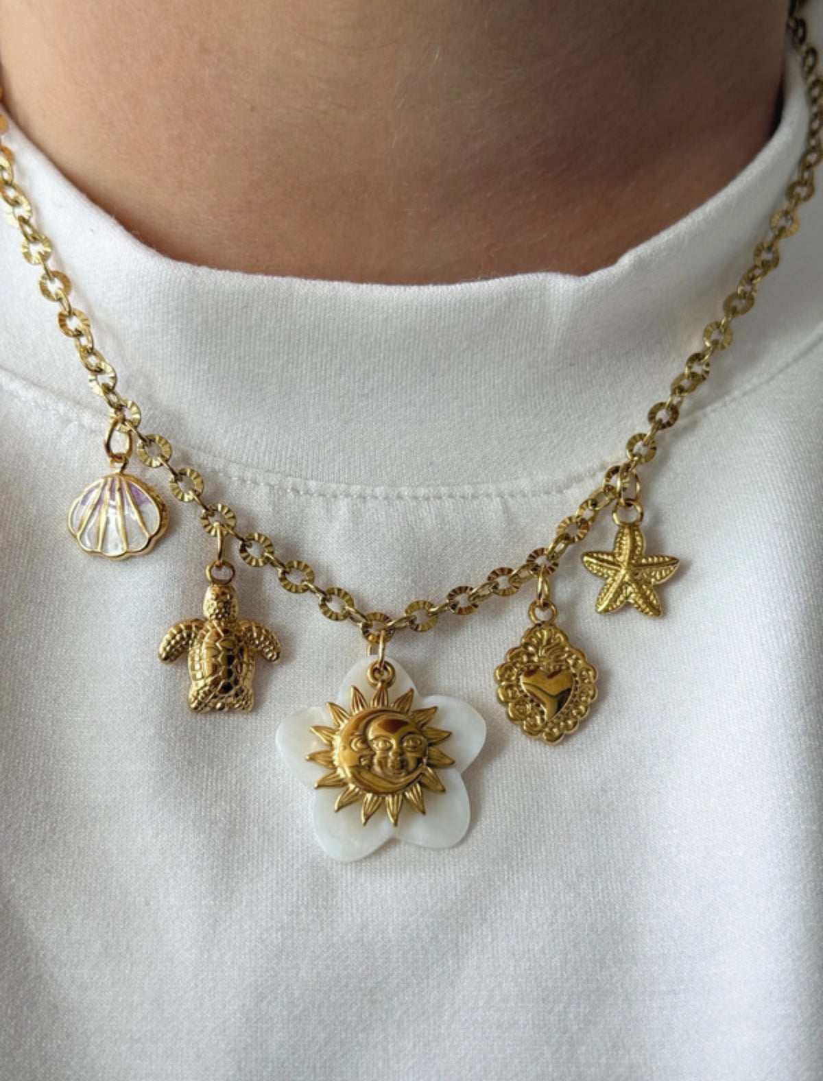 Charm Necklace - Sunset flower pink