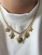 Charm Necklace - Sunset flower Turquoise