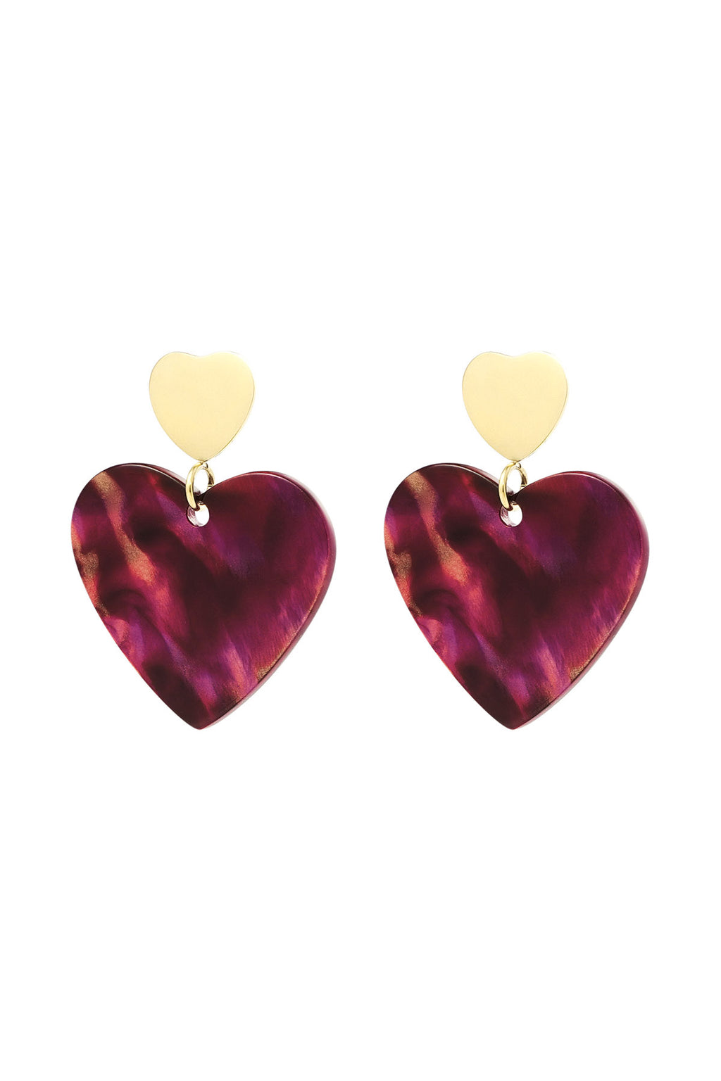 Oorbellen dubbel hart - rood