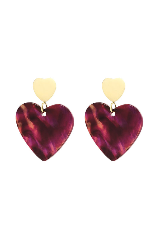 Oorbellen dubbel hart - rood