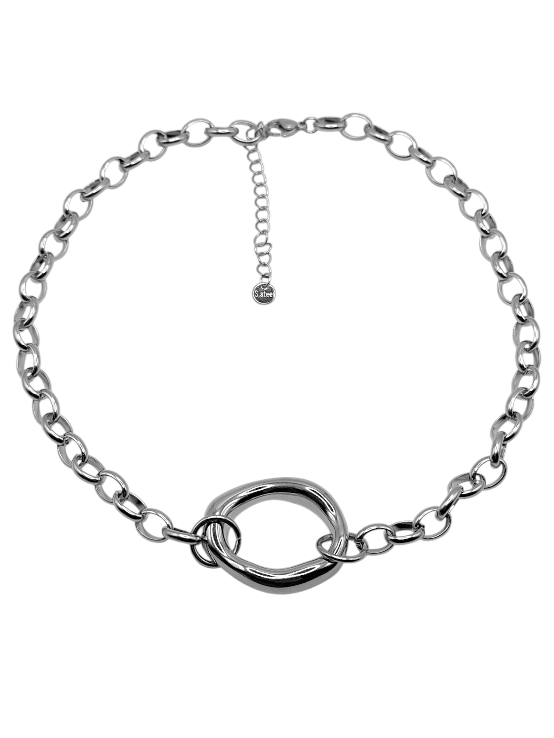 Necklace Choker - Oval Glow - Silver