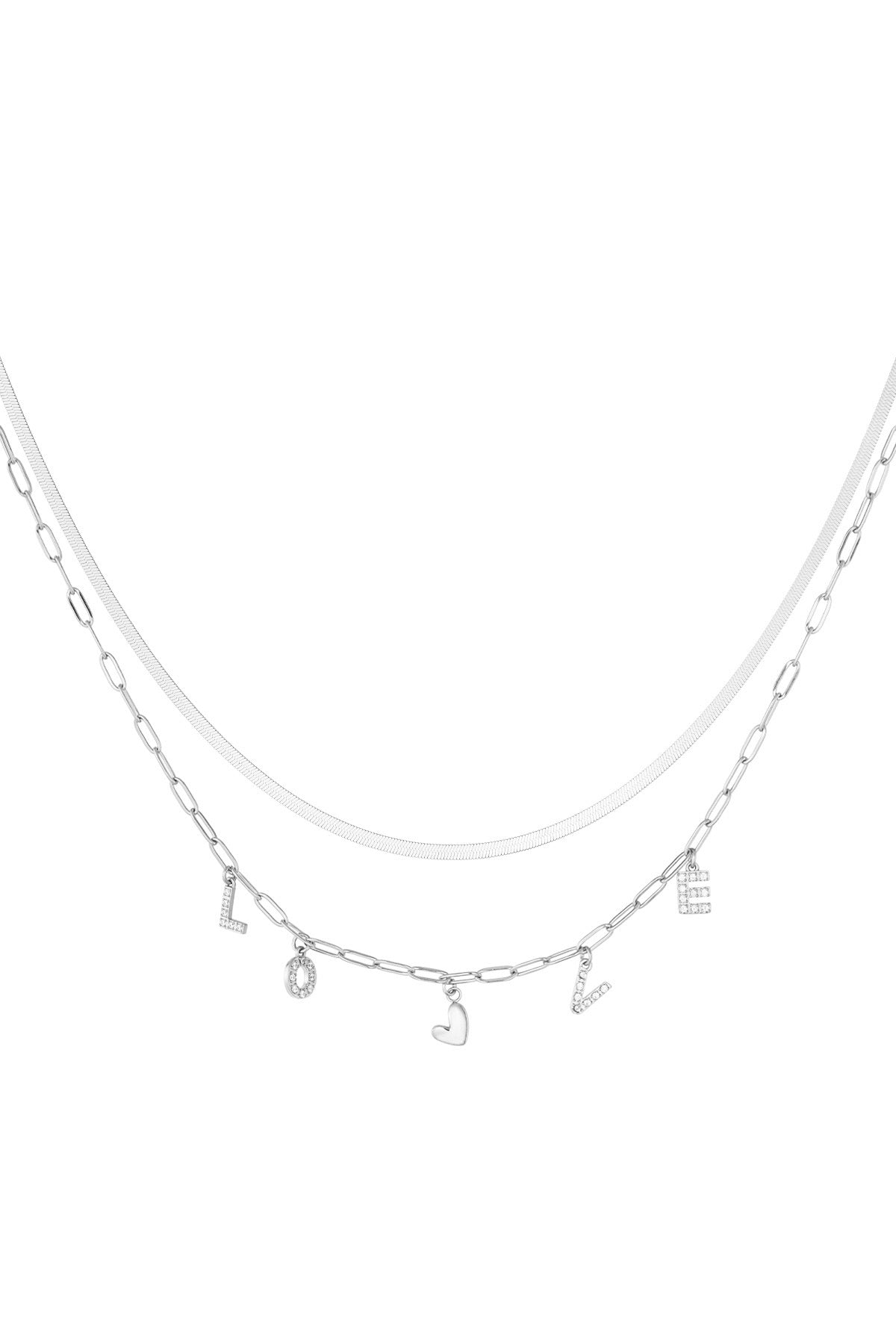 Necklace - Love Zirconia - Silver