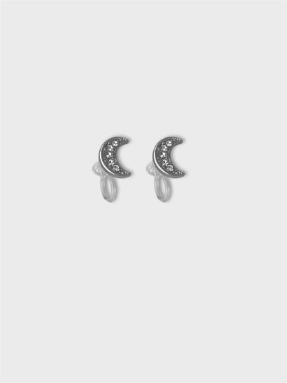 Clip on Earring - Moon - Silver