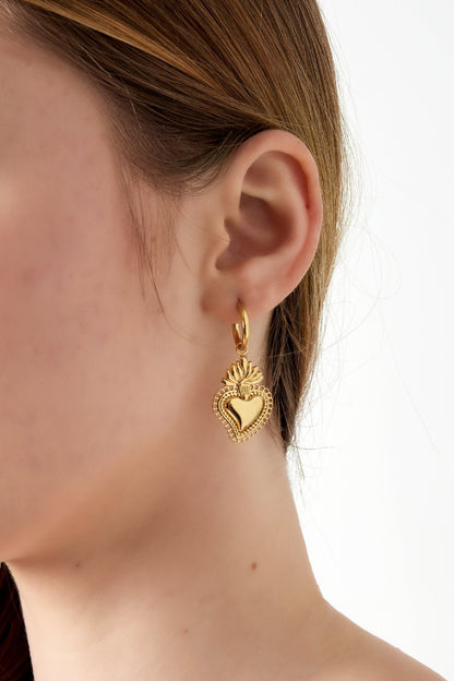 Earrings - Flaming Heart - Silver