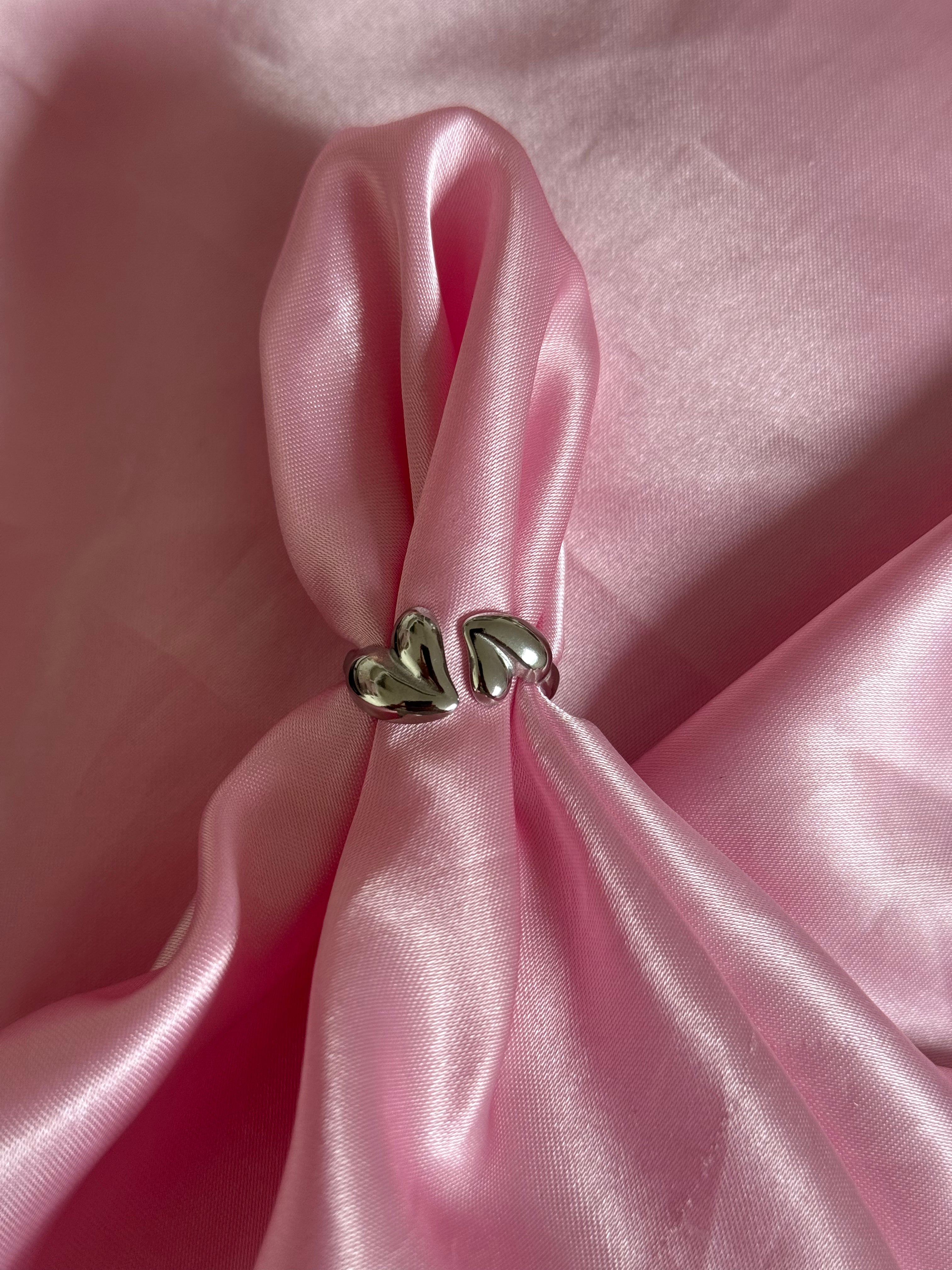 Double heart ring - Zilver
