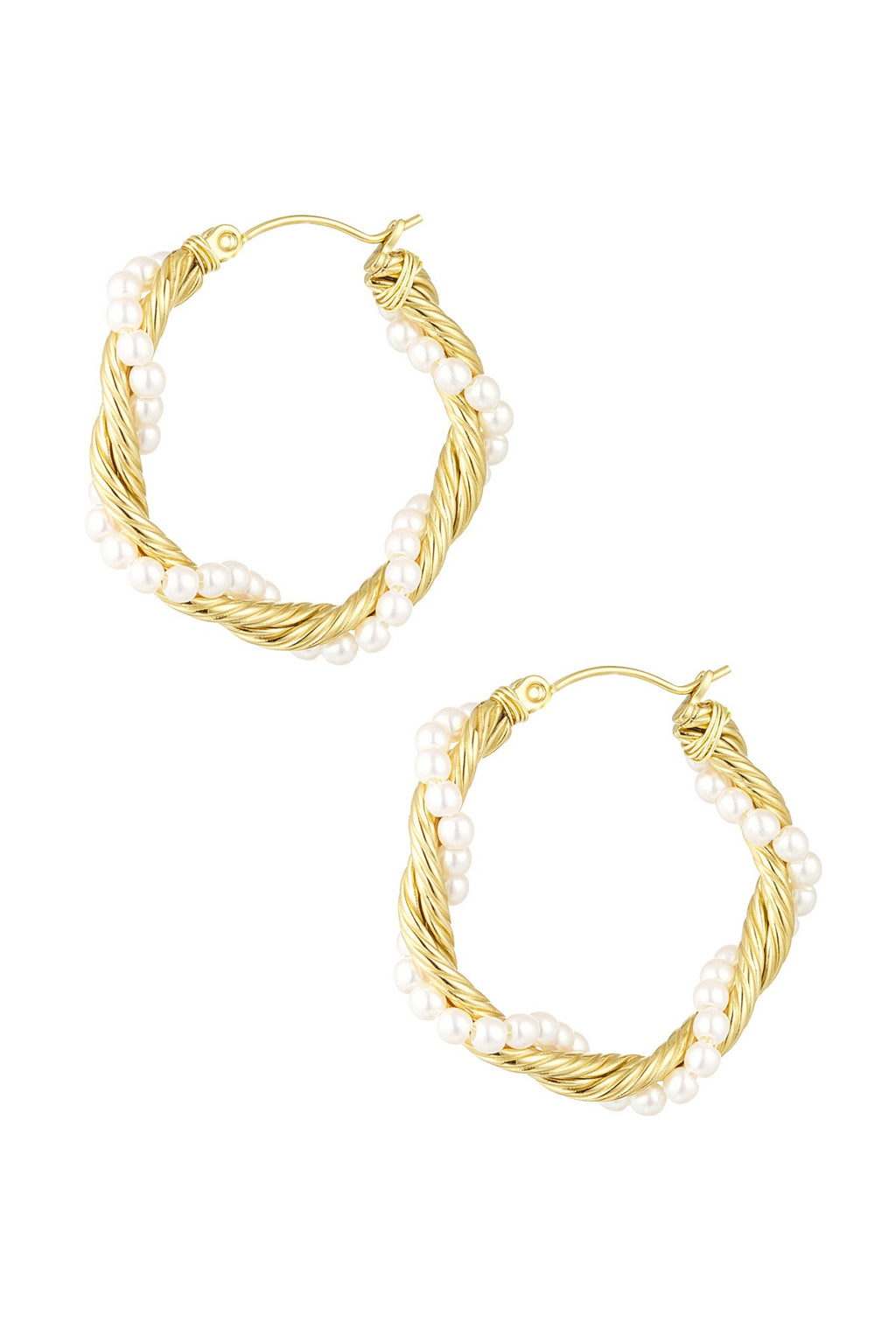Earrings - Pearl hoops - Gold