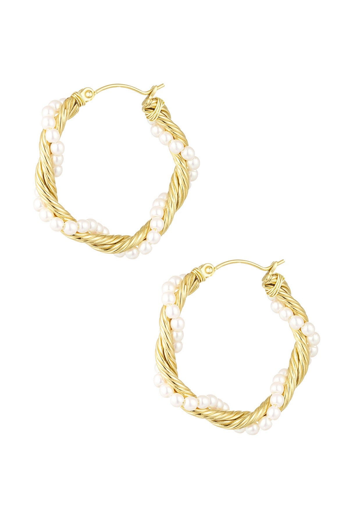 Earrings - Pearl hoops - Gold